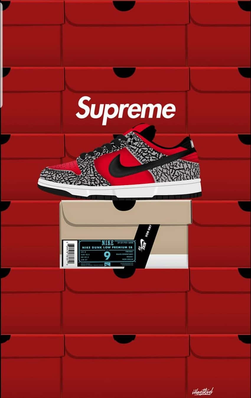 Supreme Skunk - Dunk - Red - Black - White - Black Background