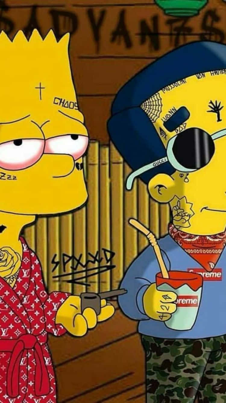 Supreme Tattooed Bart And Milhouse Simpson Background