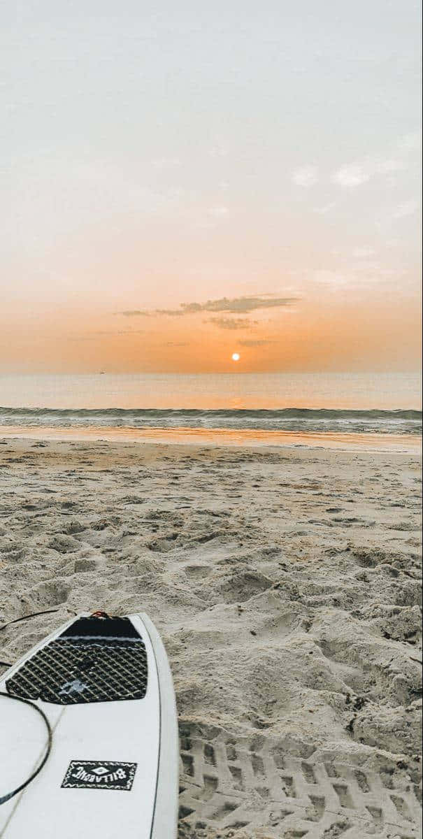 Surfboard Beach Sunset Background