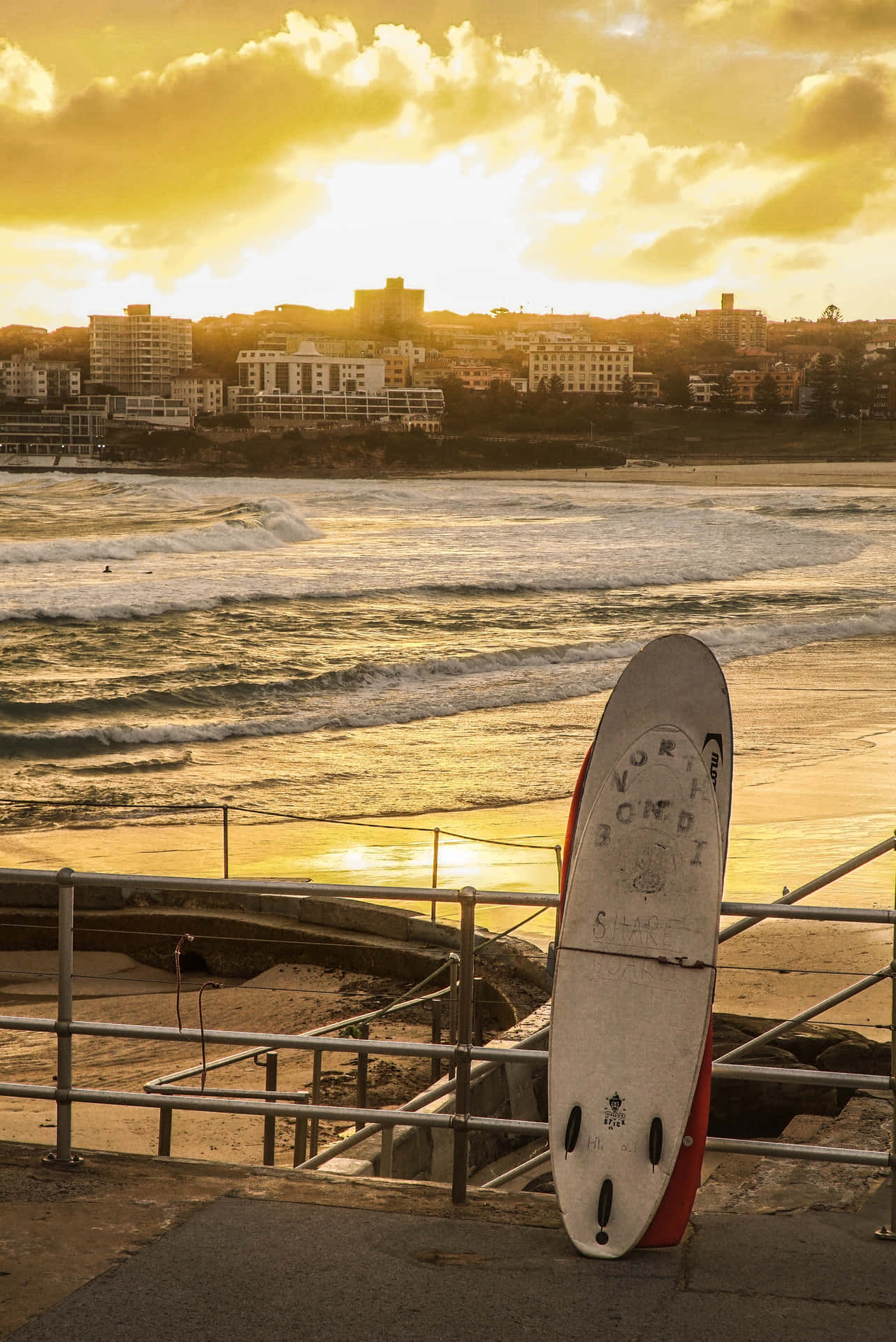 Surfboard Sunset Sky Background