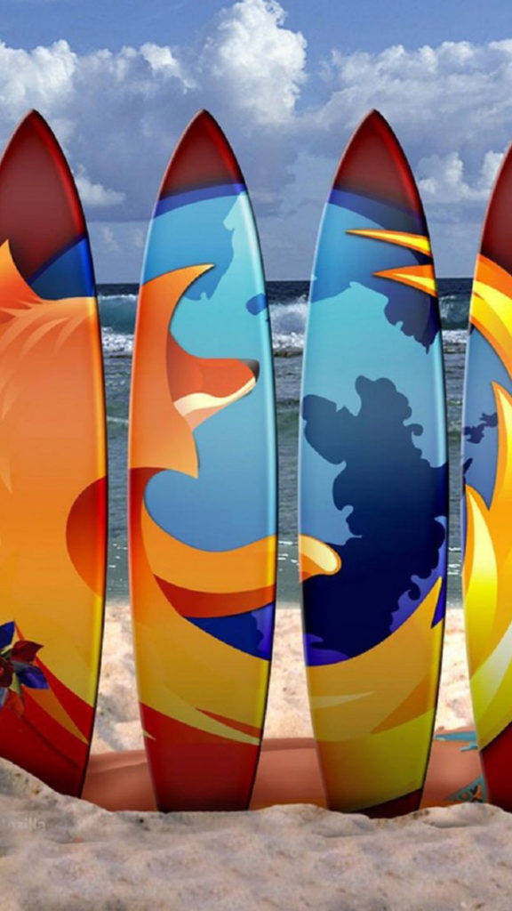 Surfboards Firefox On Beach Iphone Background