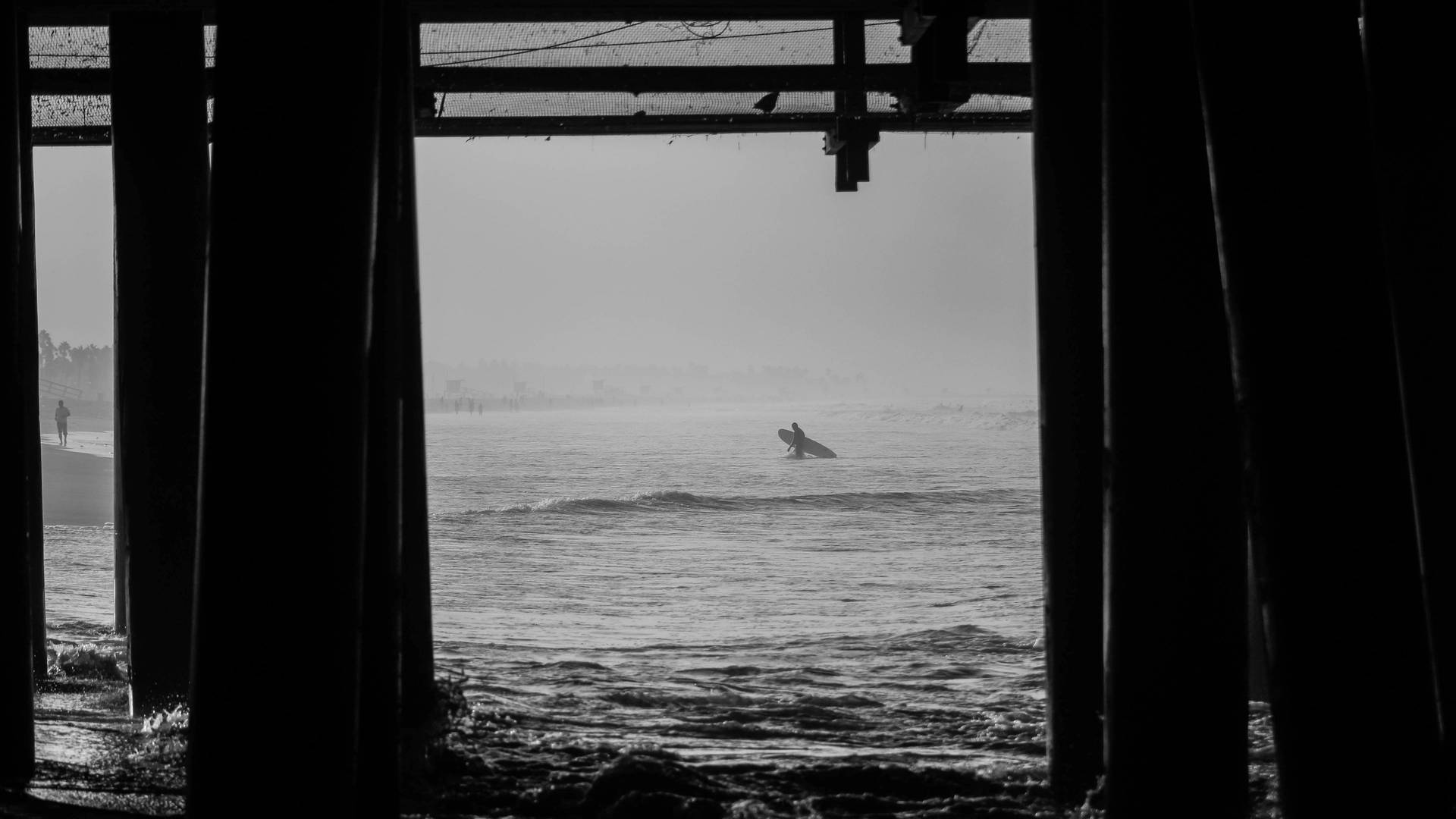 Surfer On Santa Monica Beach