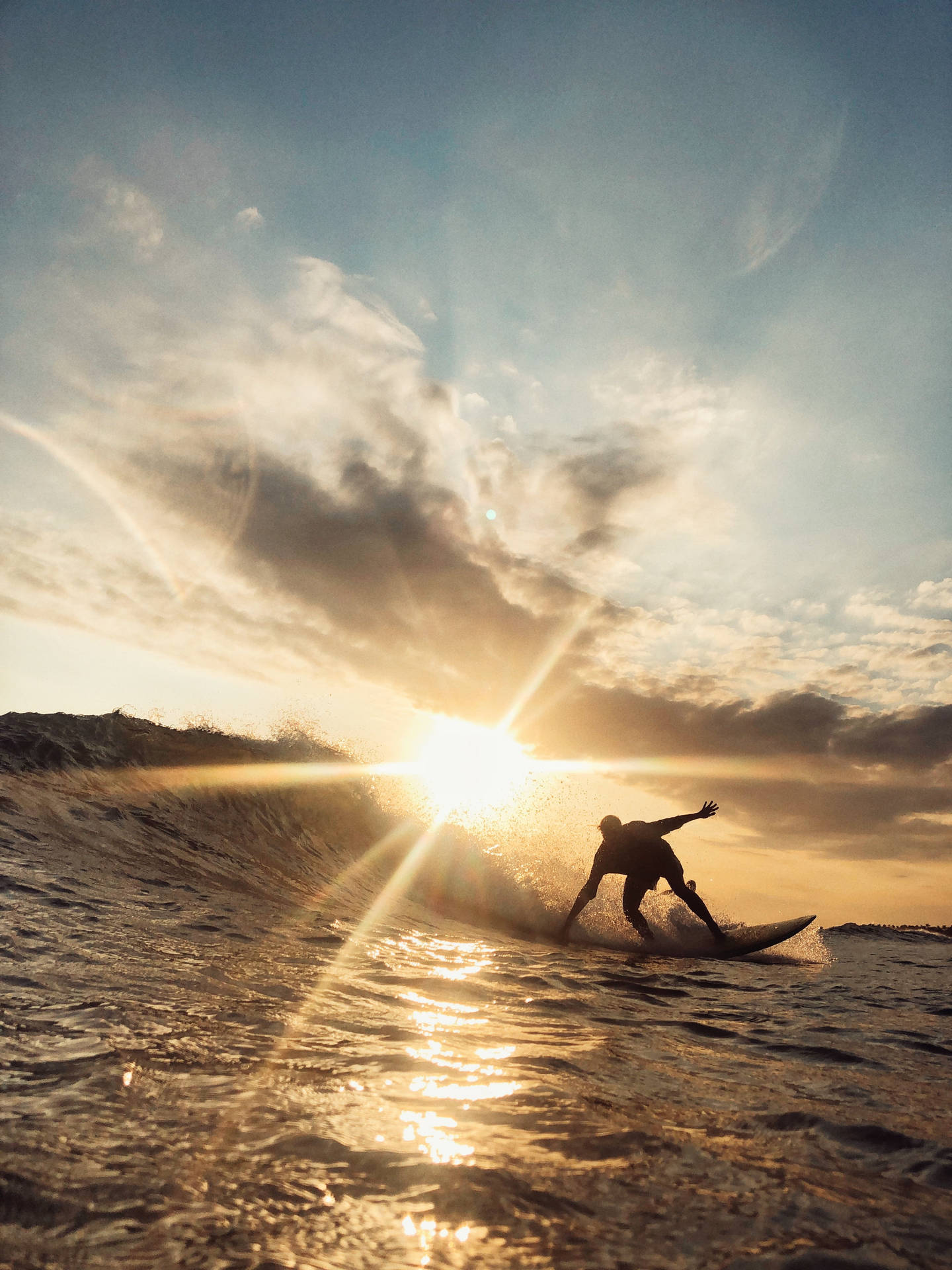 Surfing A Beach Wave Iphone Background