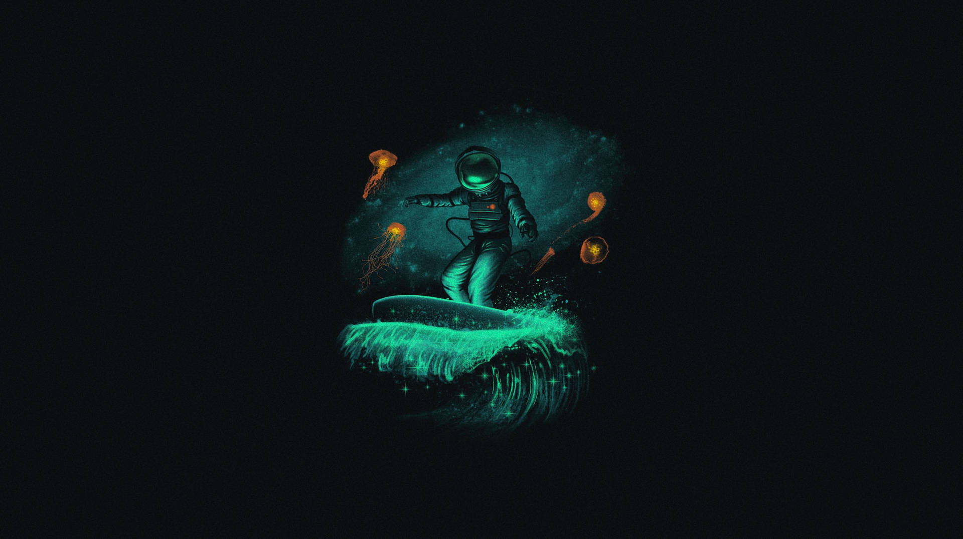 Surfing Astronaut In Space Background
