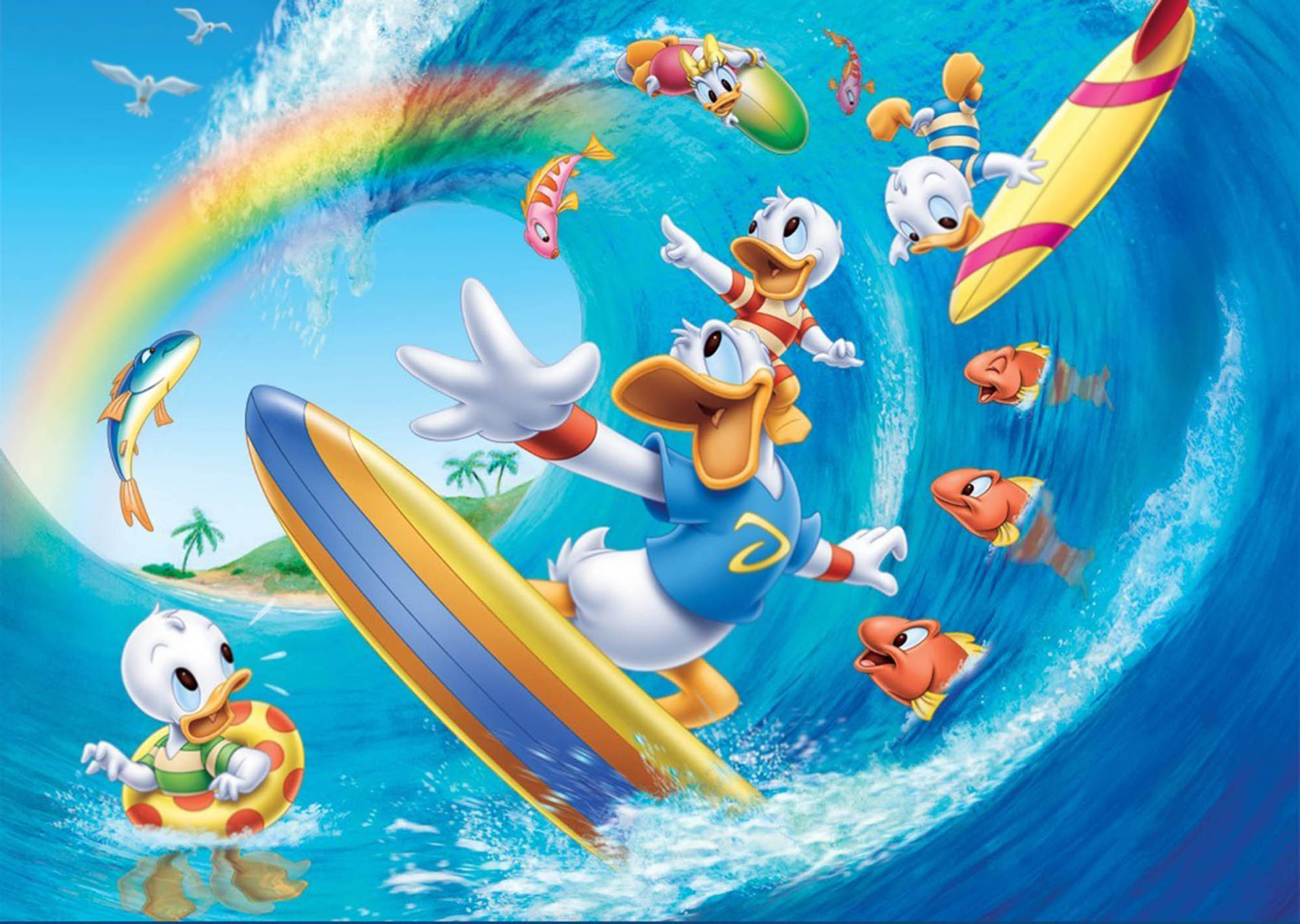 Surfing Donald Duck Background