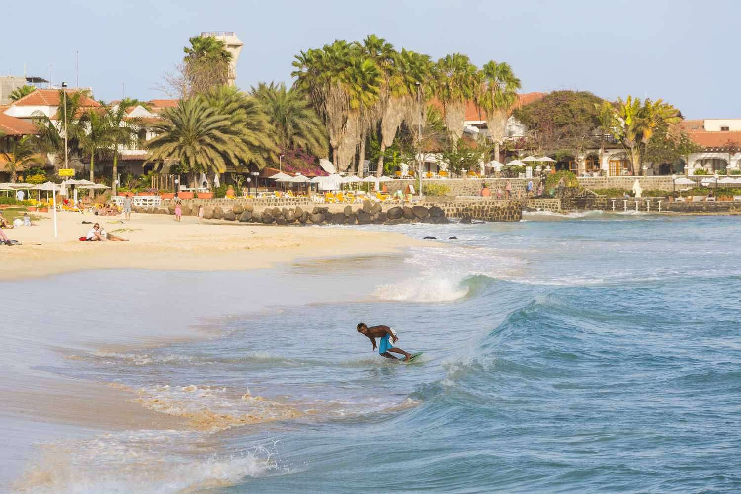 Surfing In Cape Verde Beach Background