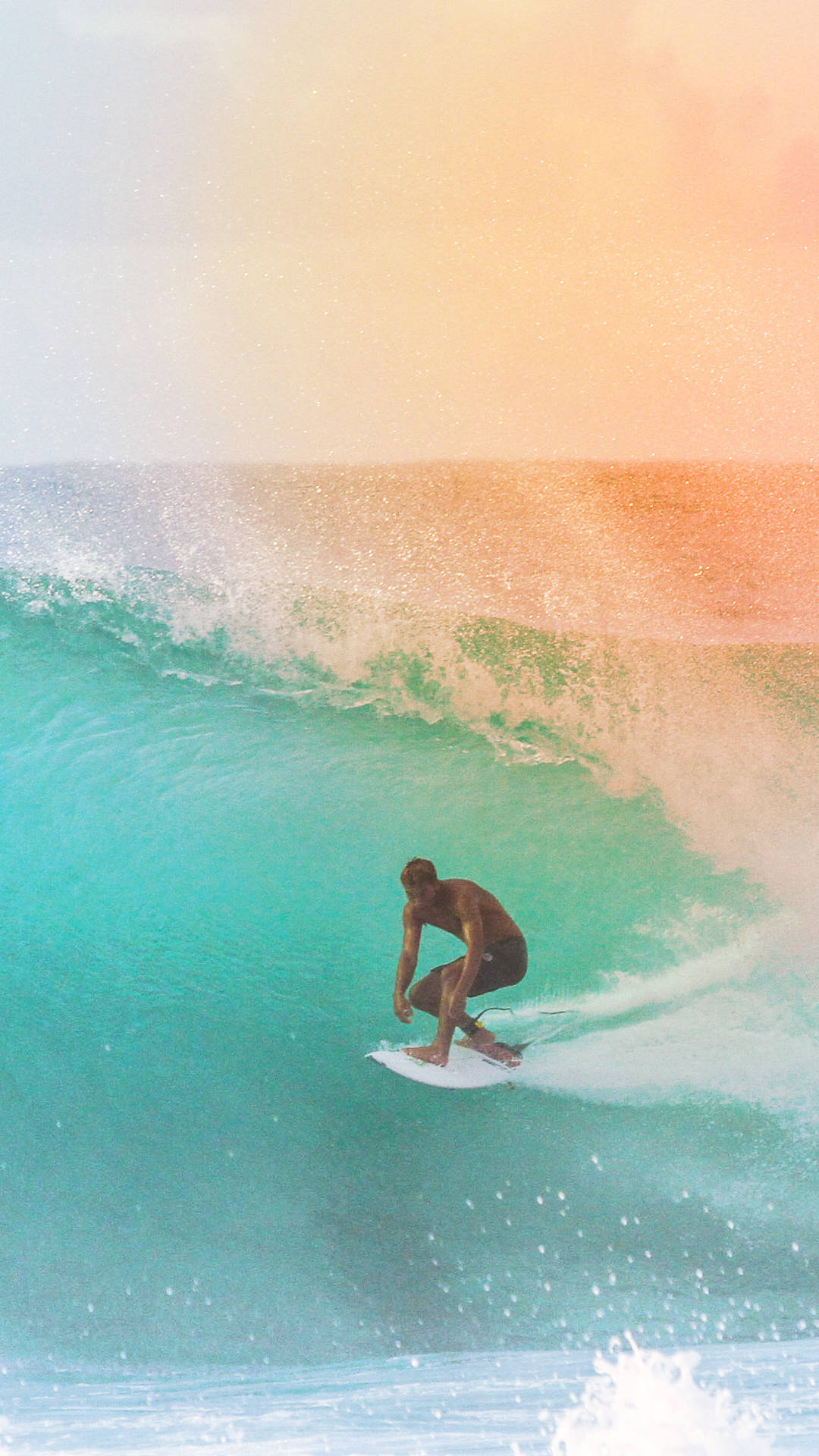 Surfing Orange And Blue Hues Background