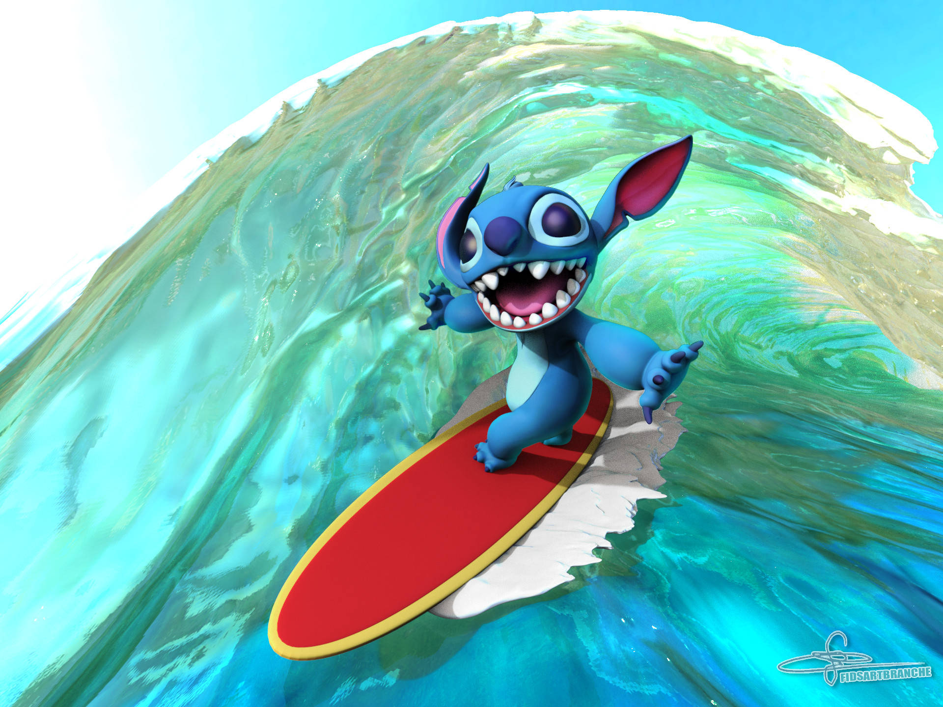 Surfing Stitch 3d Rendered Background