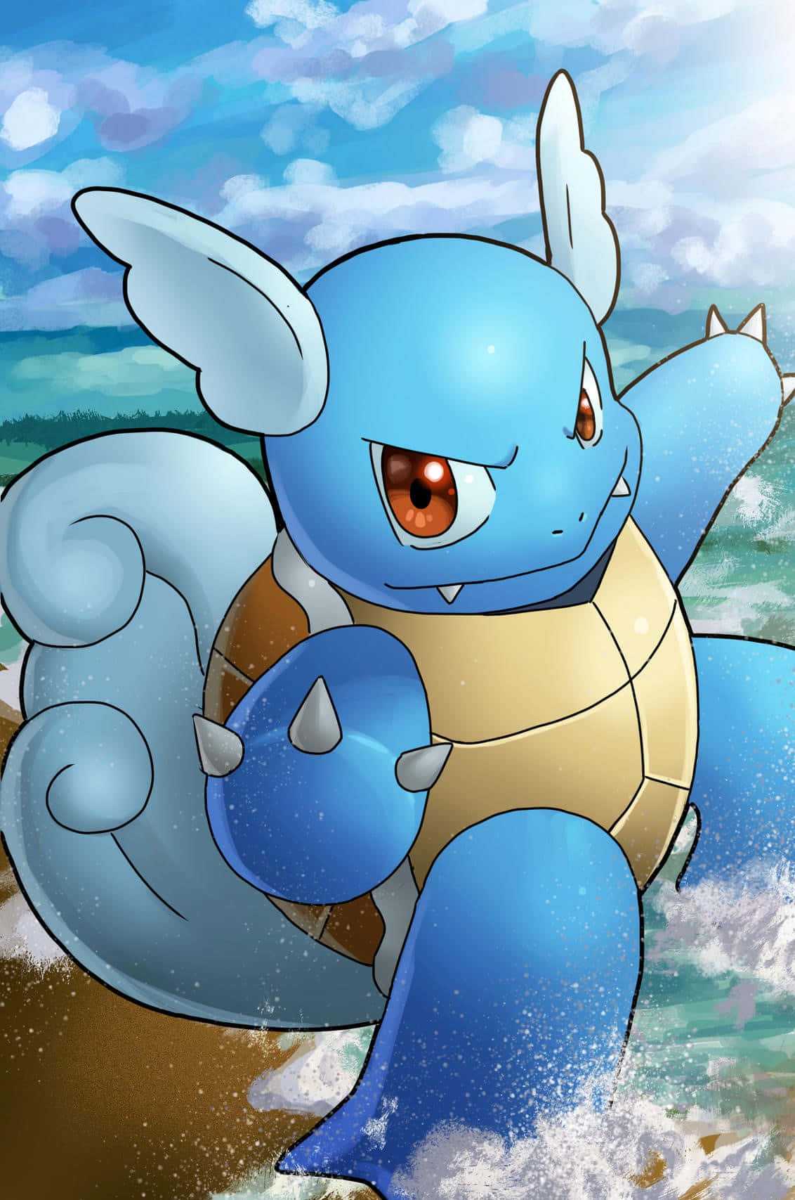 Surfing Wartortle Background