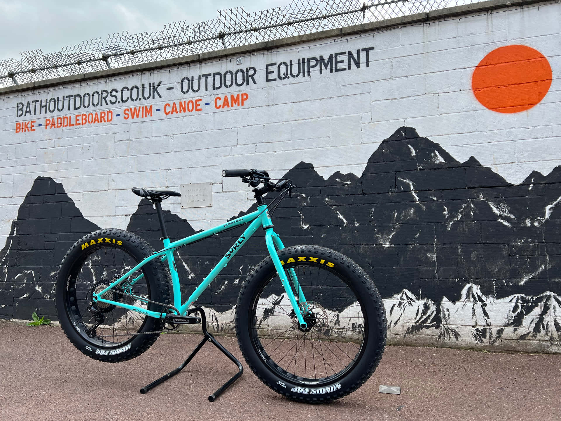 Surly Trail Bike With Blue Frame Background