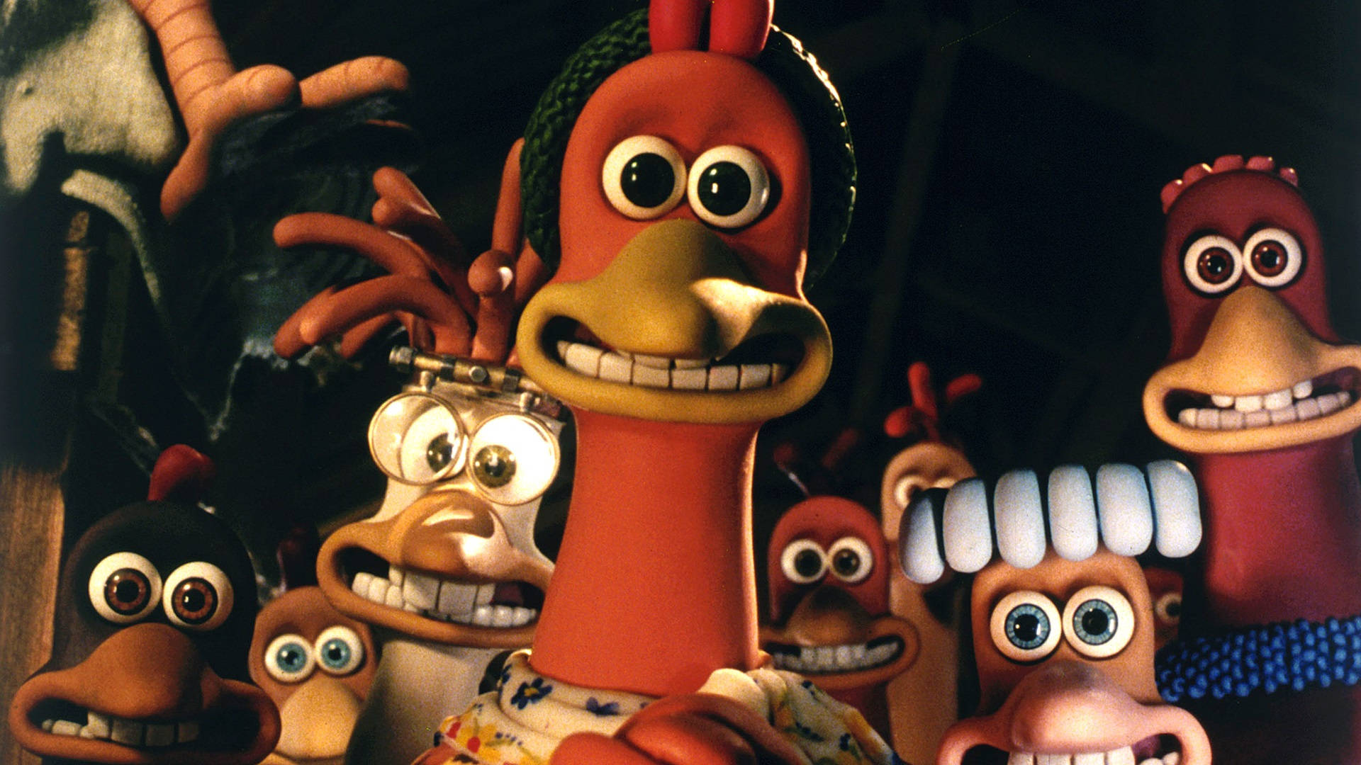 Surprised Chickens Scene From The Chicken Run Movie Background