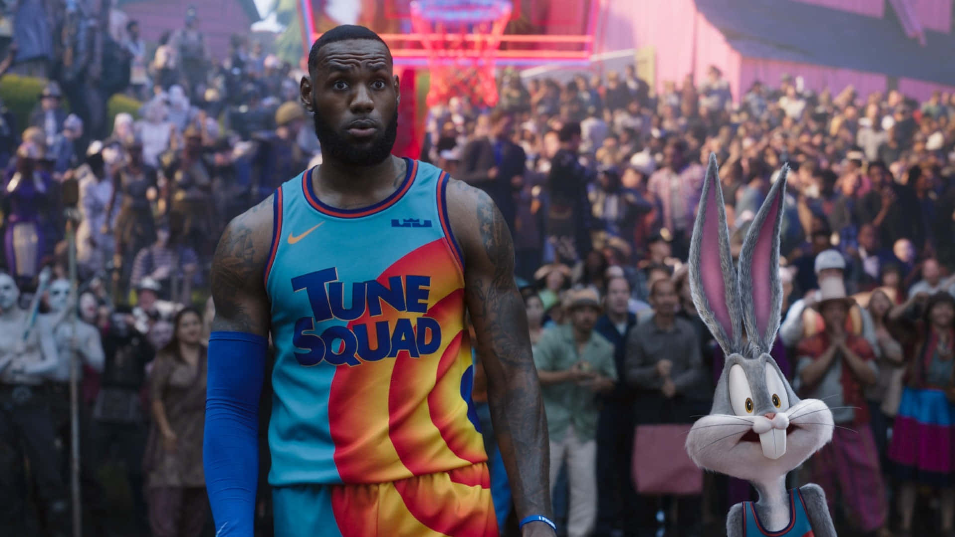 Surprised Lebron And Bugs Bunny Cool Space Jam Background
