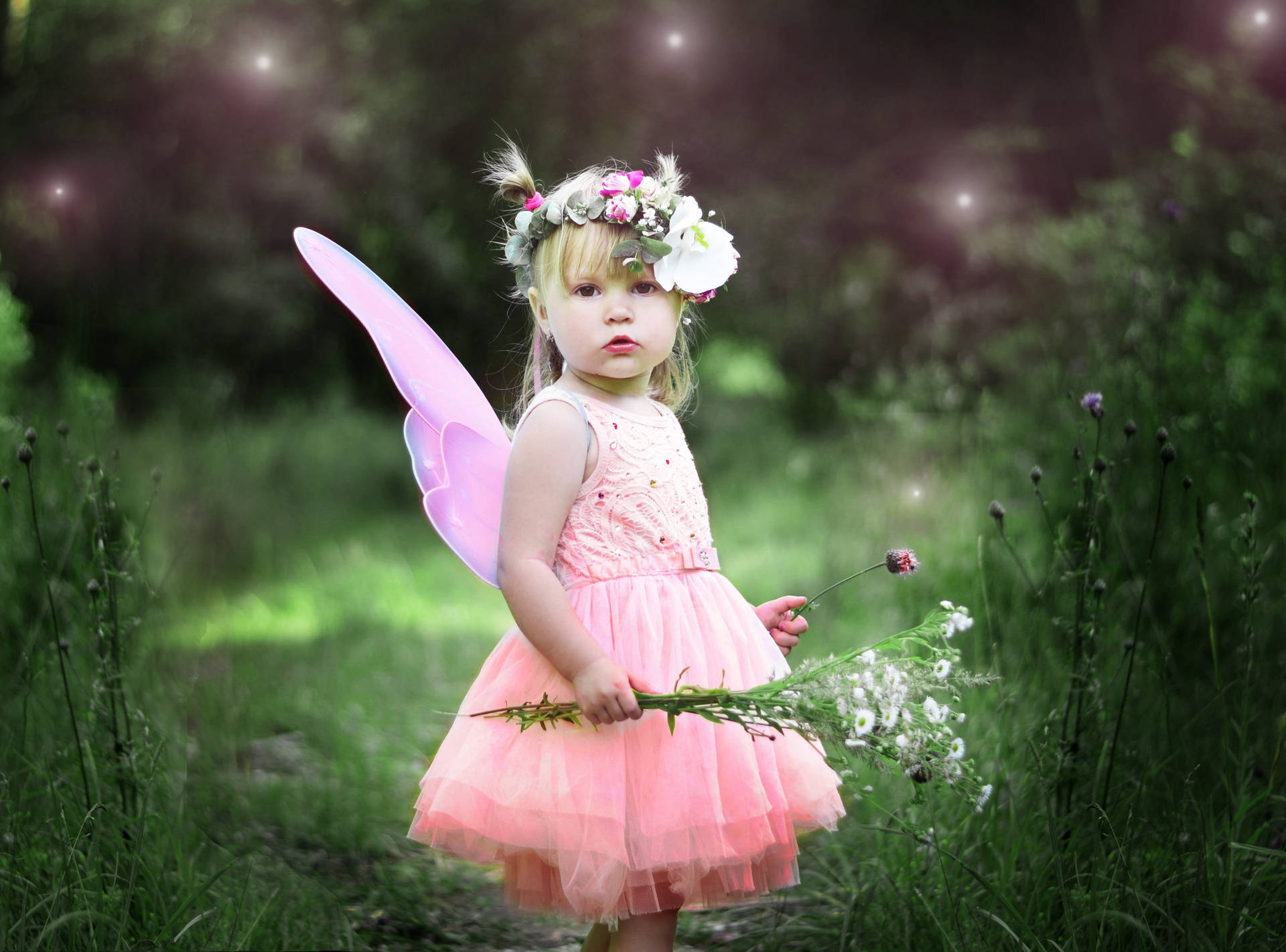 Surprised Pink Fairy Child Background