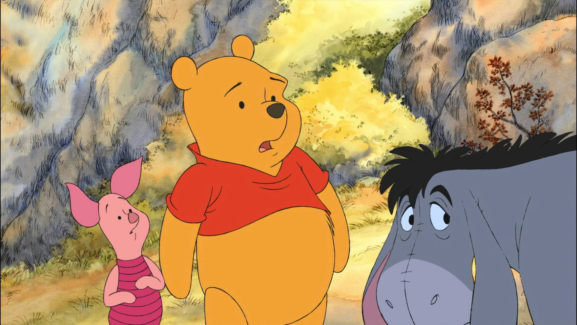 Surprised Pooh And Piglet Background