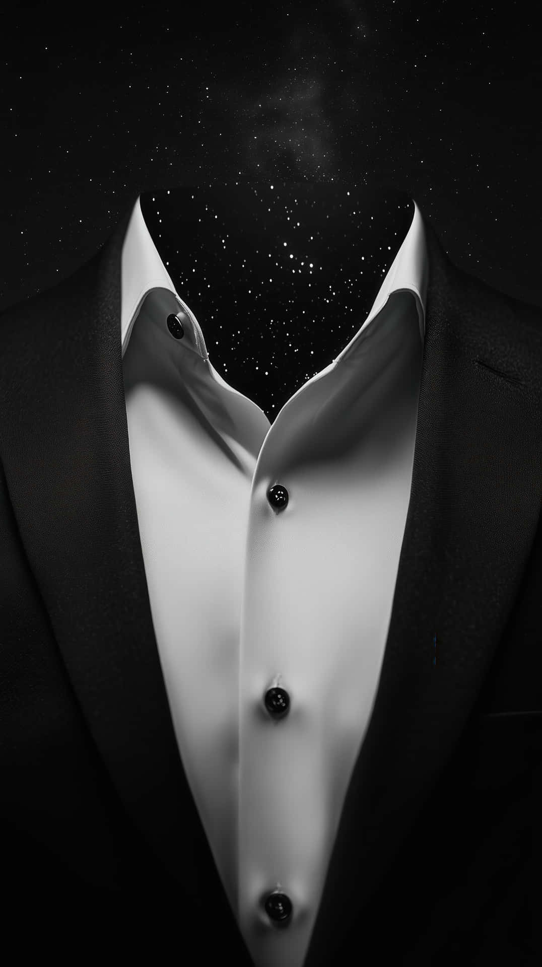 Surreal Abstract Design Of A Formal Suit Blending With Stars Background