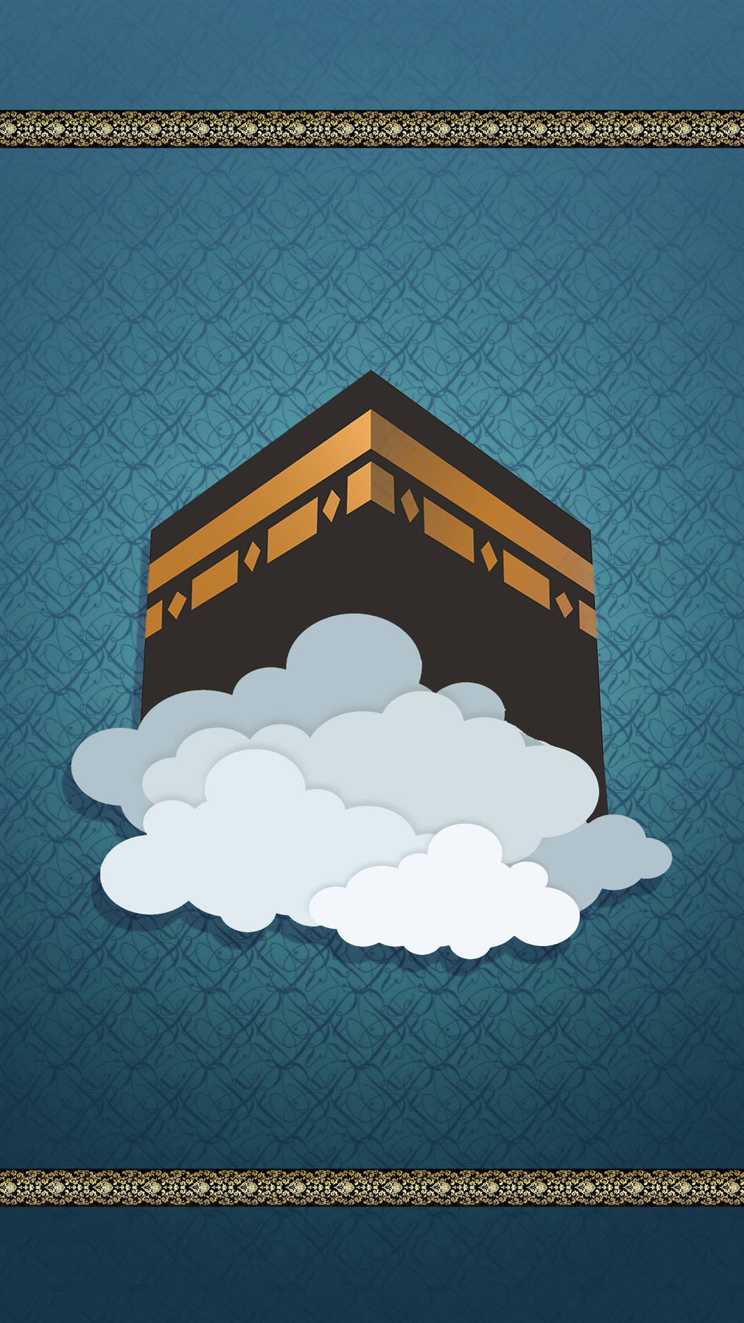 Surreal Art Depicting Kaaba Floating On Clouds