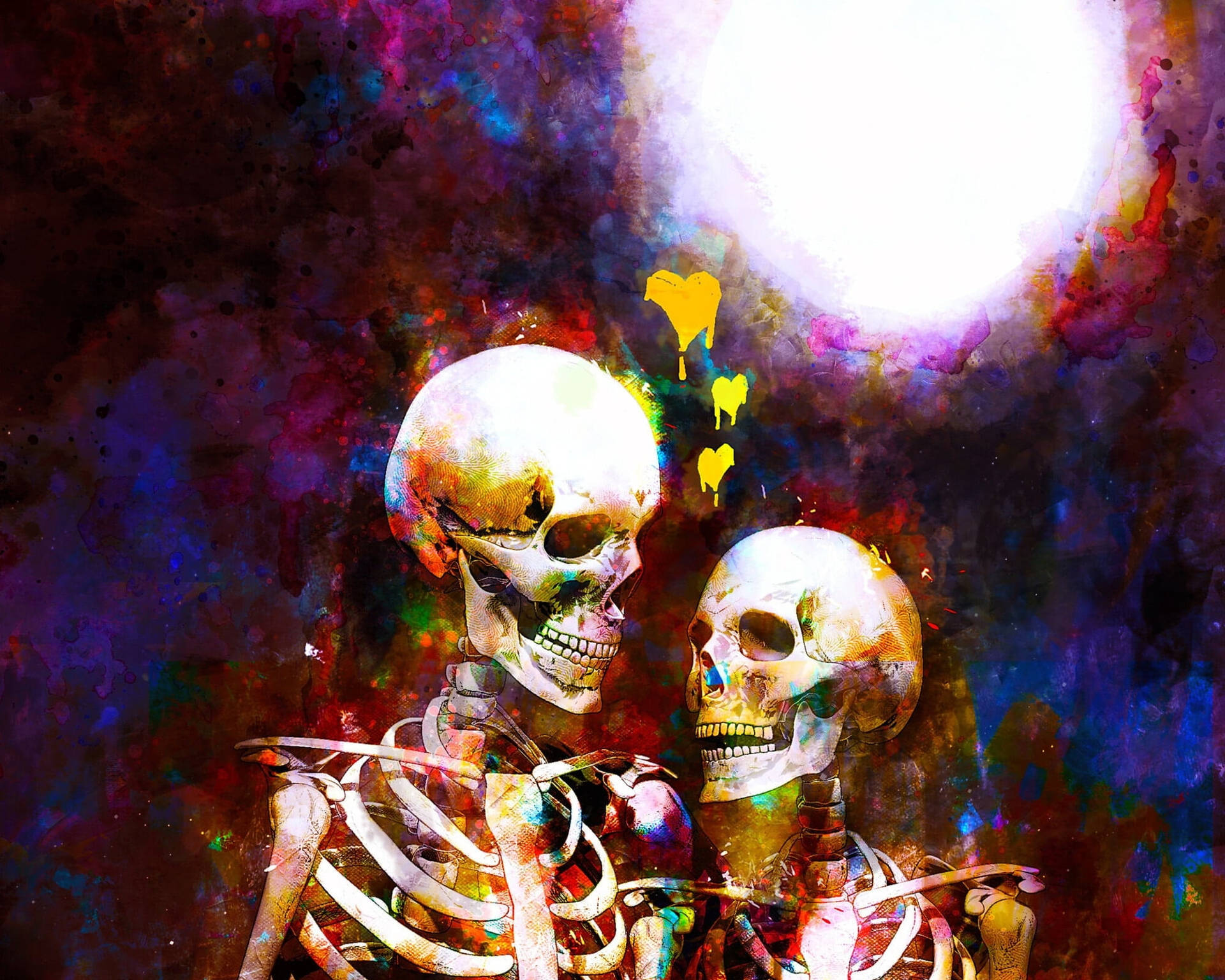 Surreal Art Skeleton Love Background