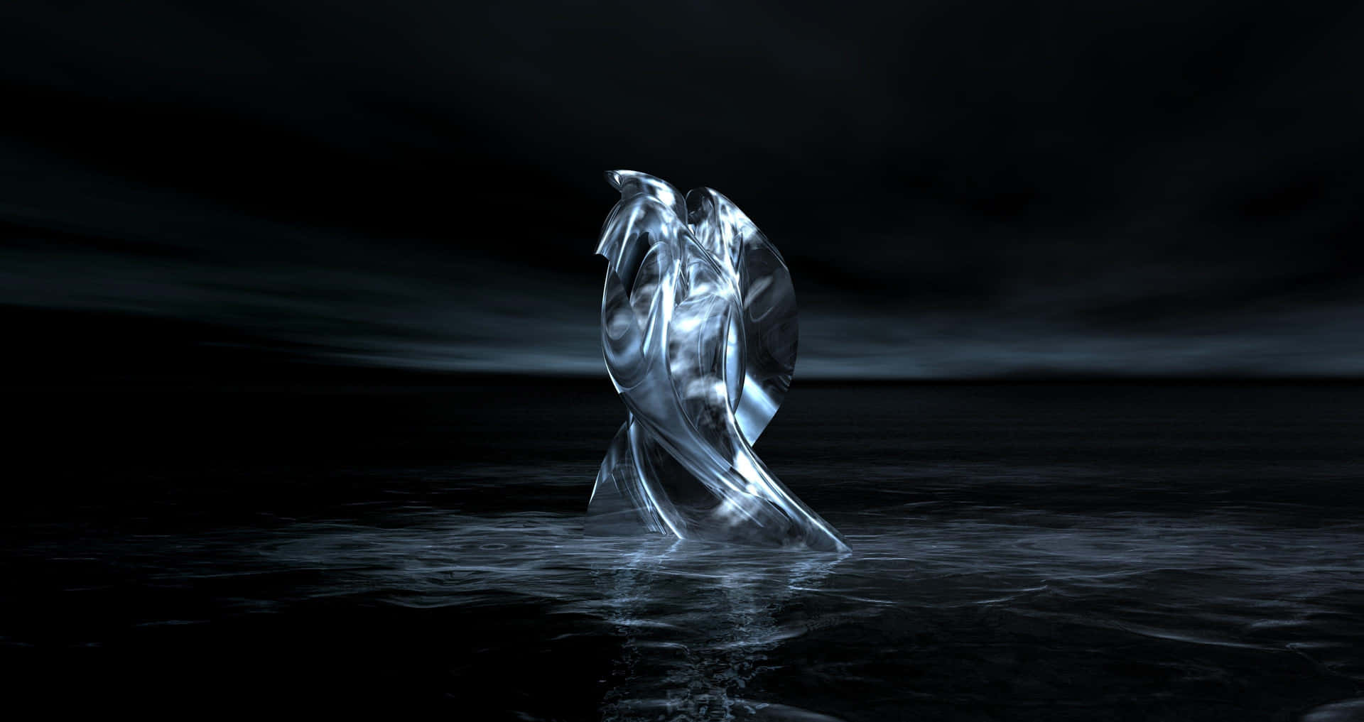 Surreal Glass Dolphin At Night Background