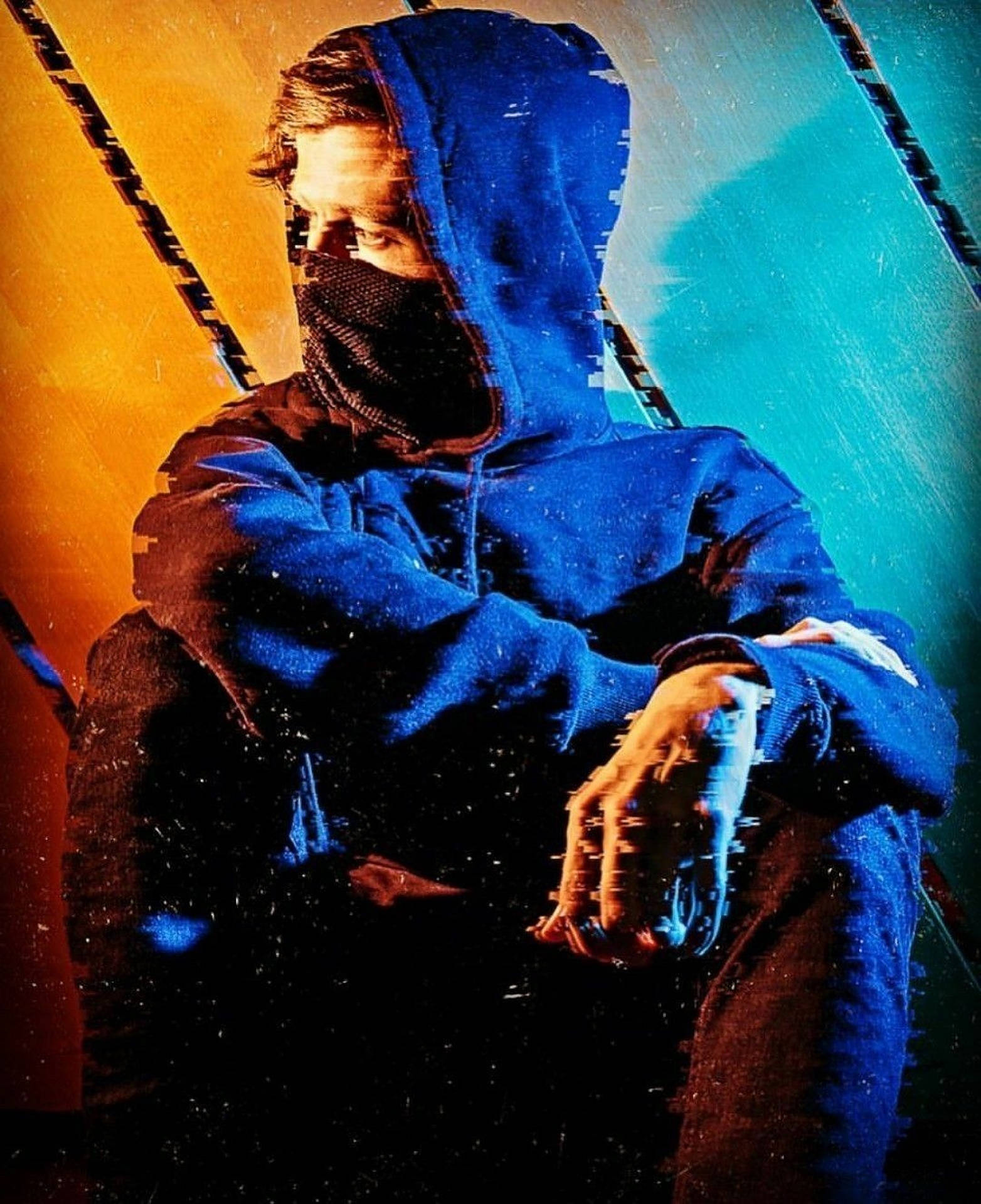 Surreal Glitched Portrait Of Alan Walker Background