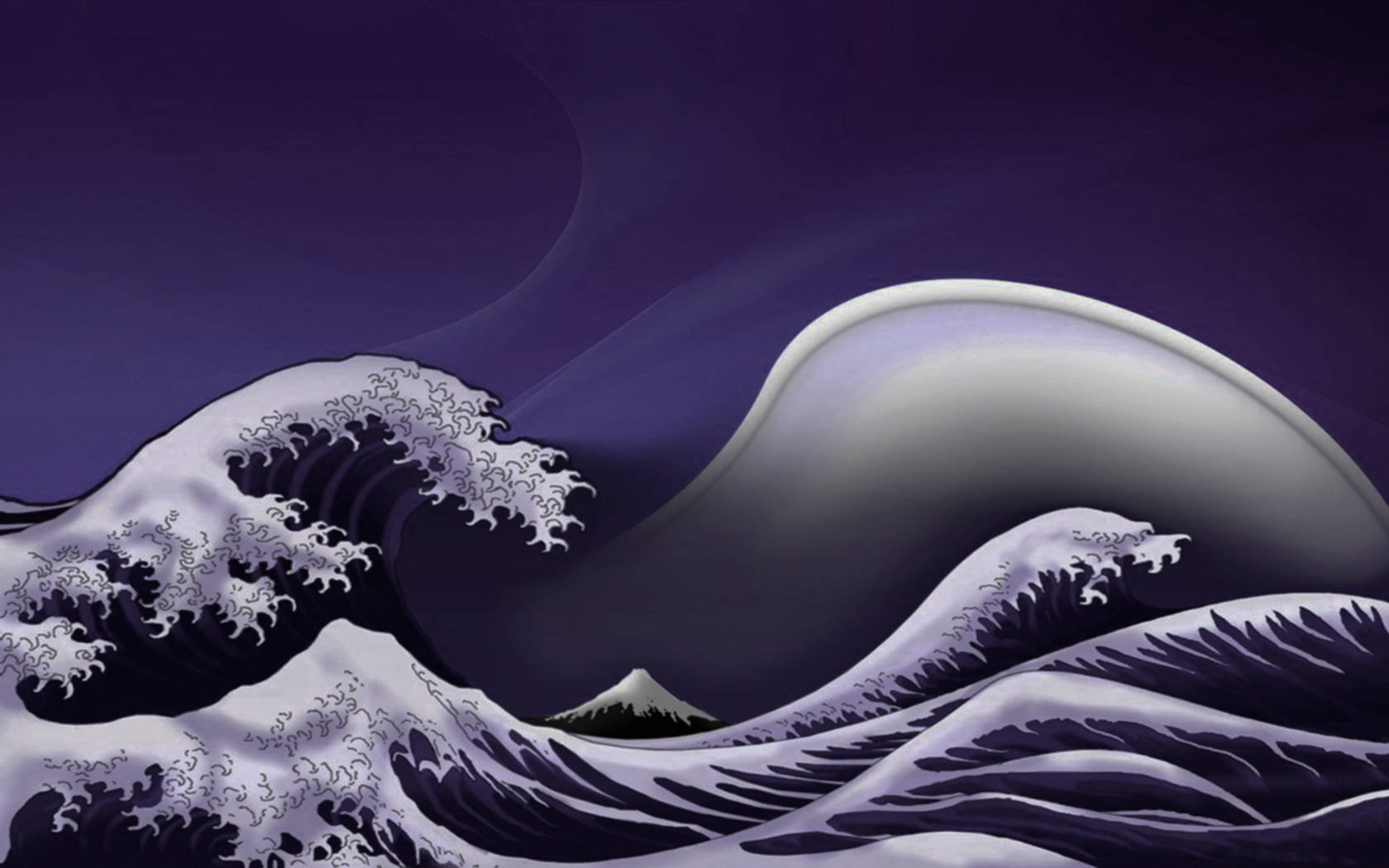 Surreal Japanese Waves Background