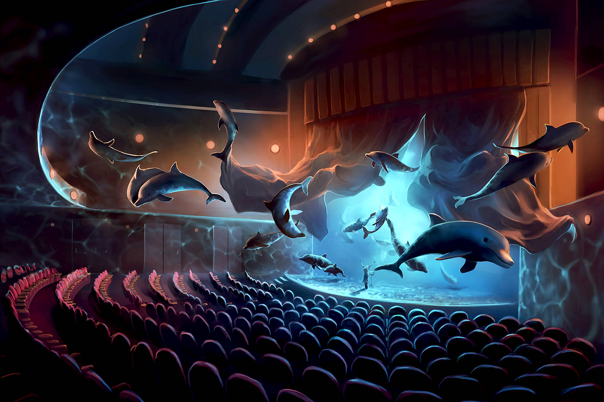 Surrealism Dolphin Art Background