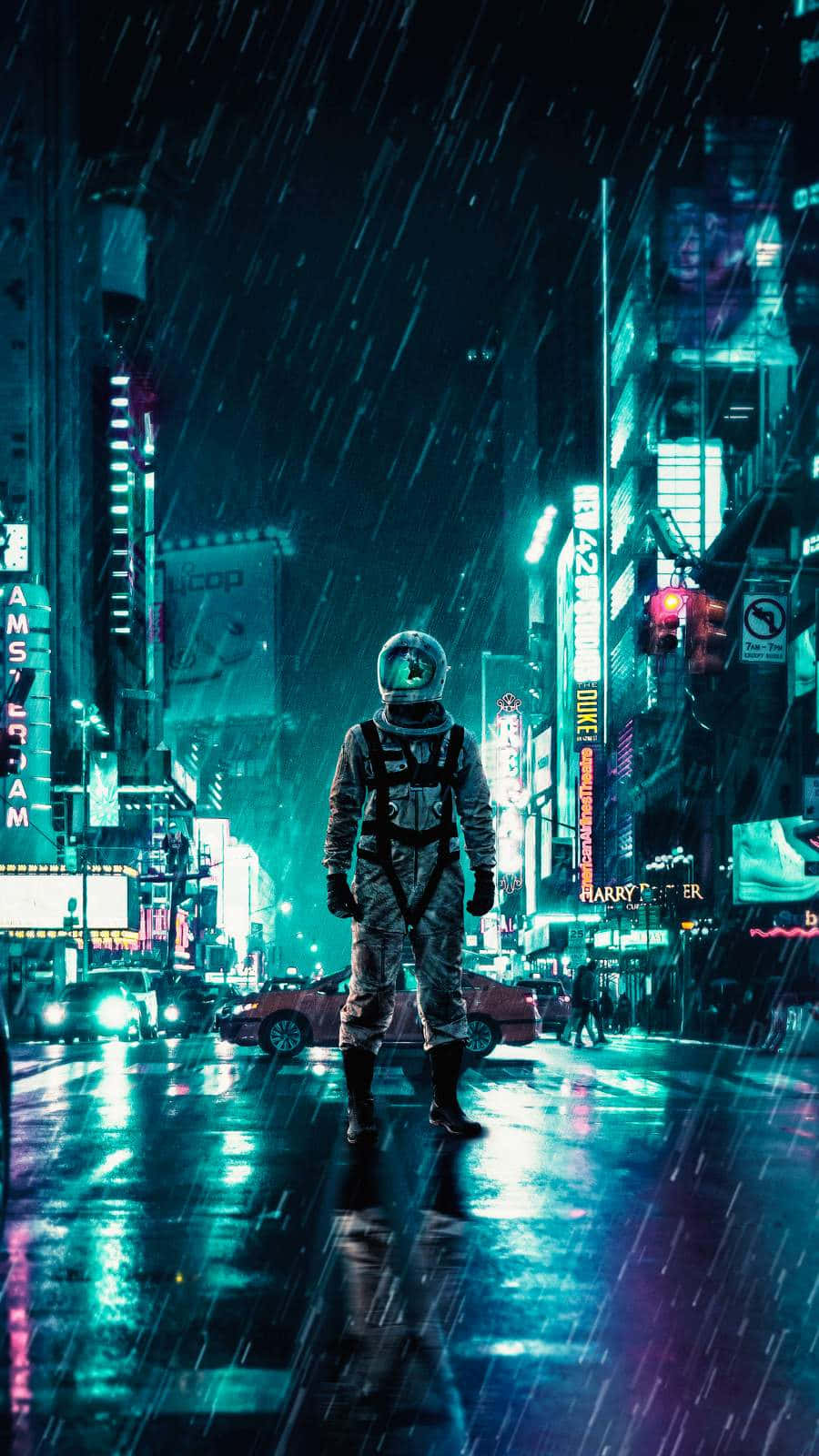Surrounded By Space, An Astronaut Takes The Chance To Take A Quick Call. Background