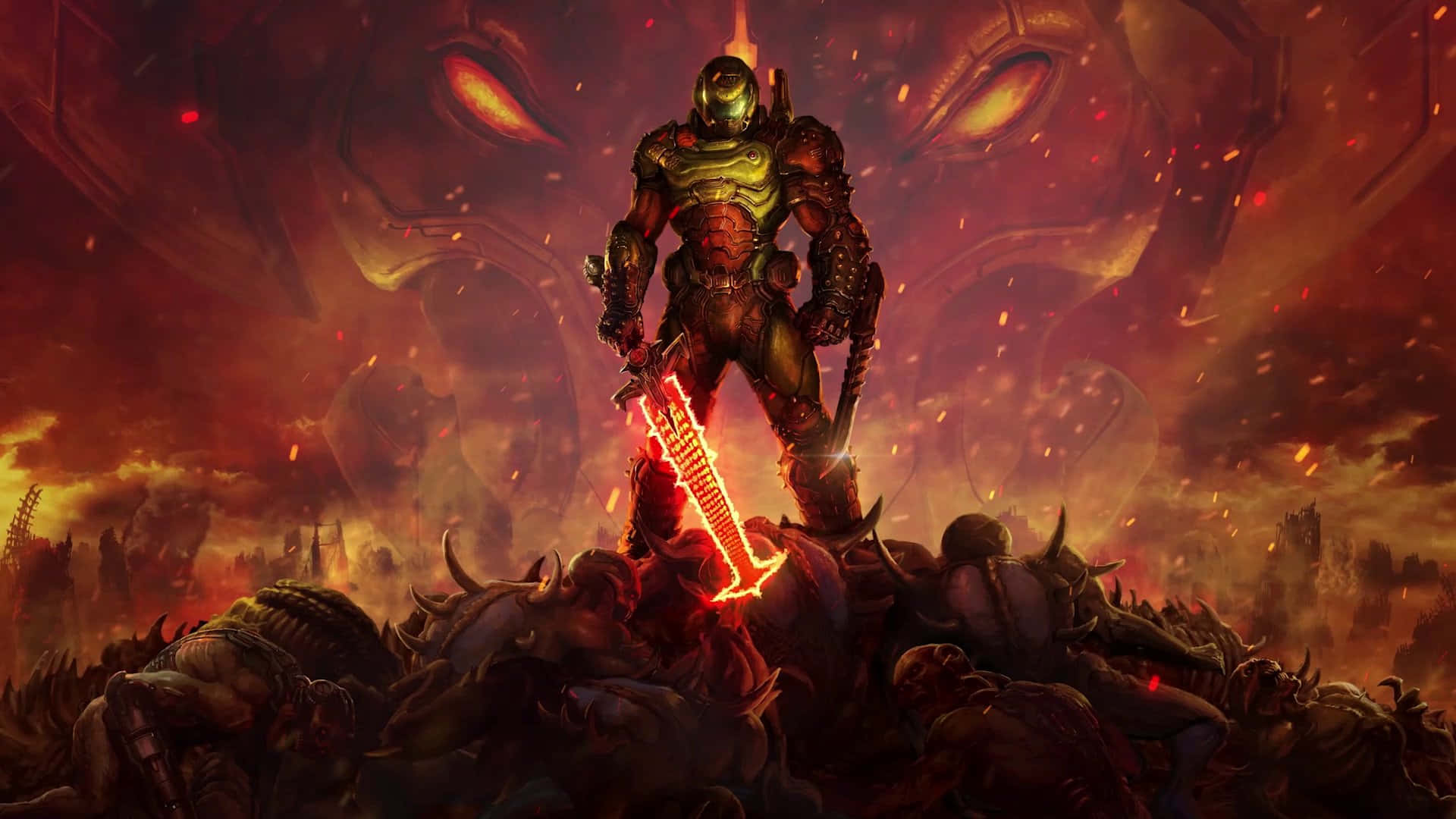 Survive The Battles Of Hell In The Thrilling Fps Doom Eternal Background