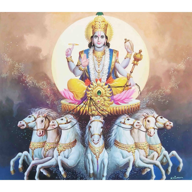 Surya Bhagwan Floating Chariot Background