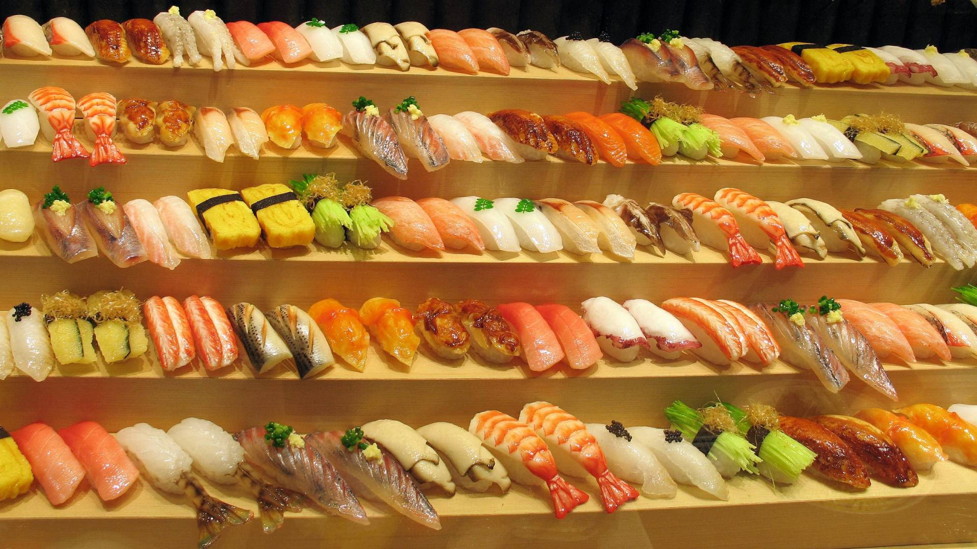 Sushi Food Bar Display Background