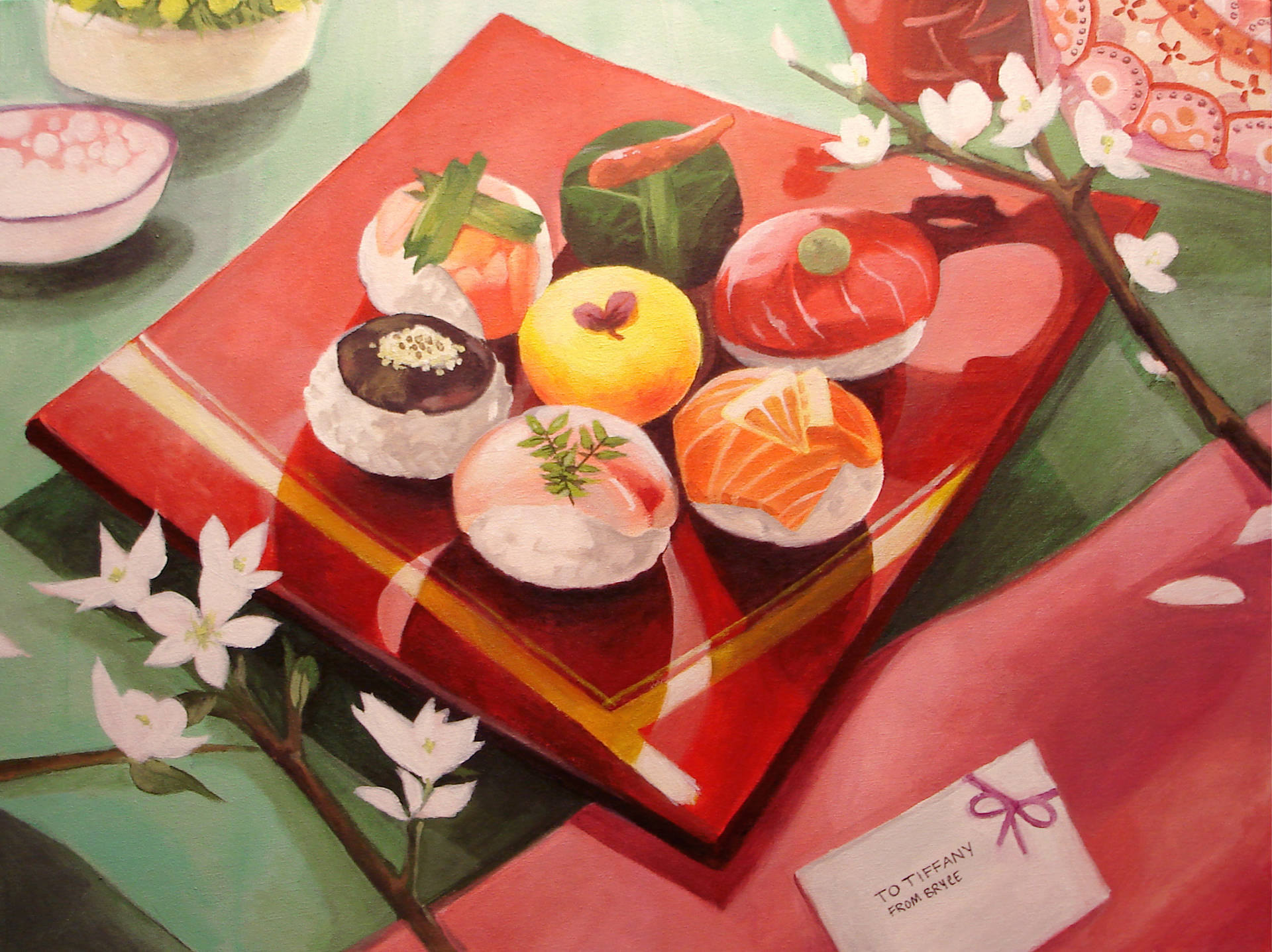 Sushi Platter Painting Background