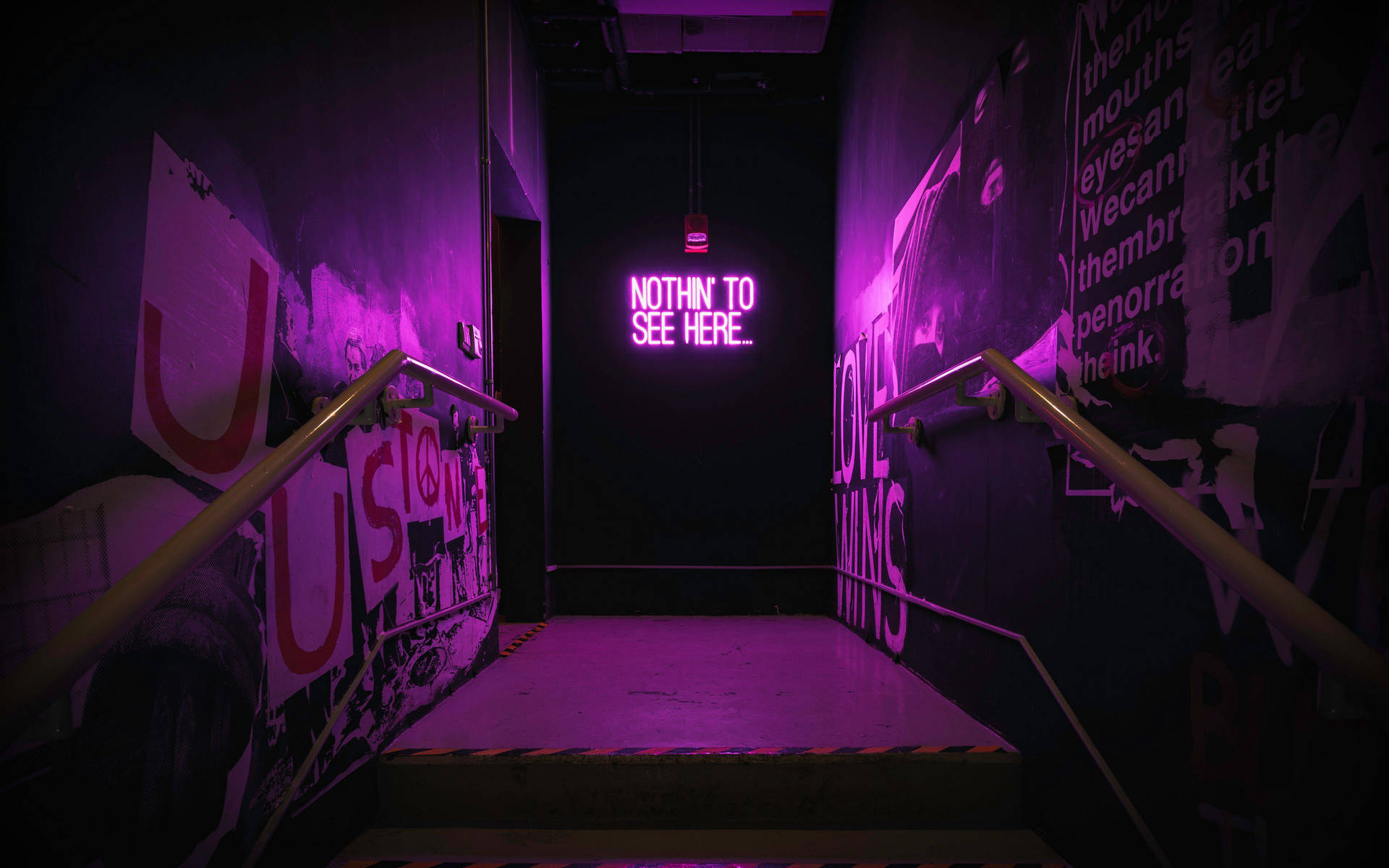 Suspicious Hallway Aesthetic Purple Neon Computer Background