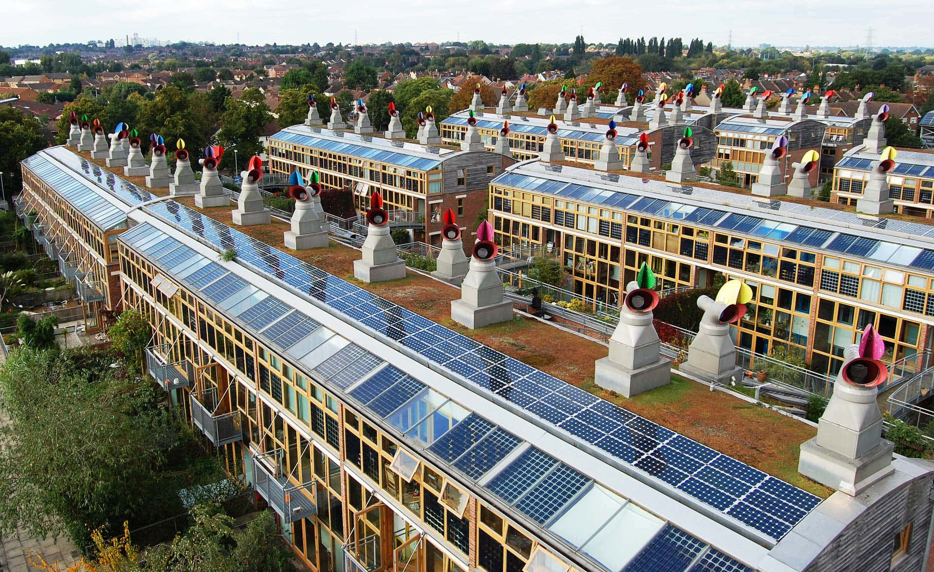 Sustainable Energy At Work - Solar Panels In Beddington Zero Energy Development Background