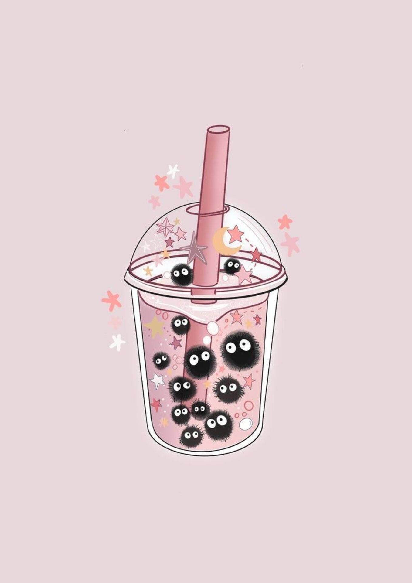 Susuwatari Pink Bubble Tea