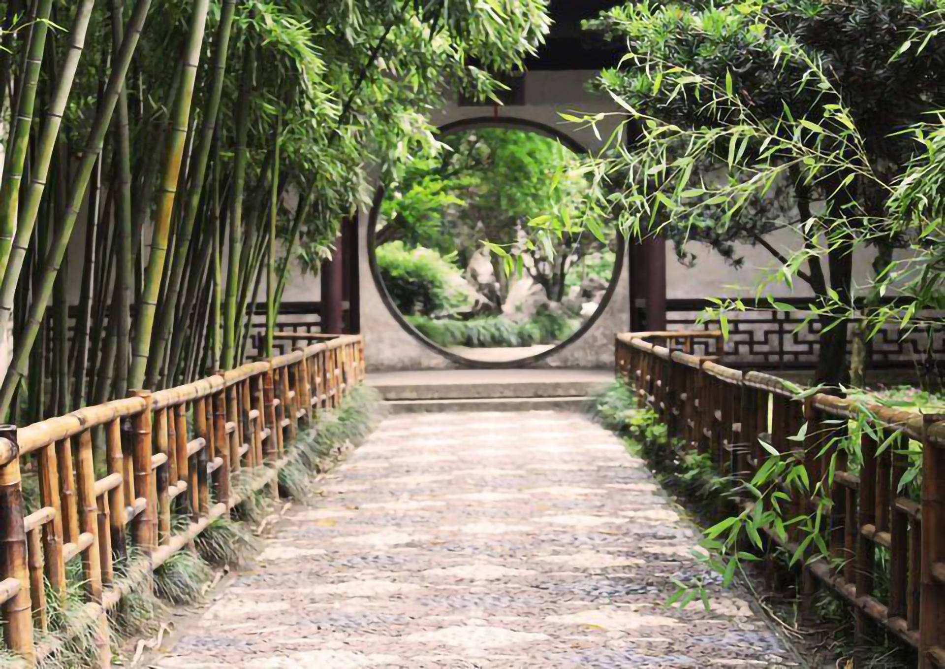 Suzhou Bamboo Round Door Background