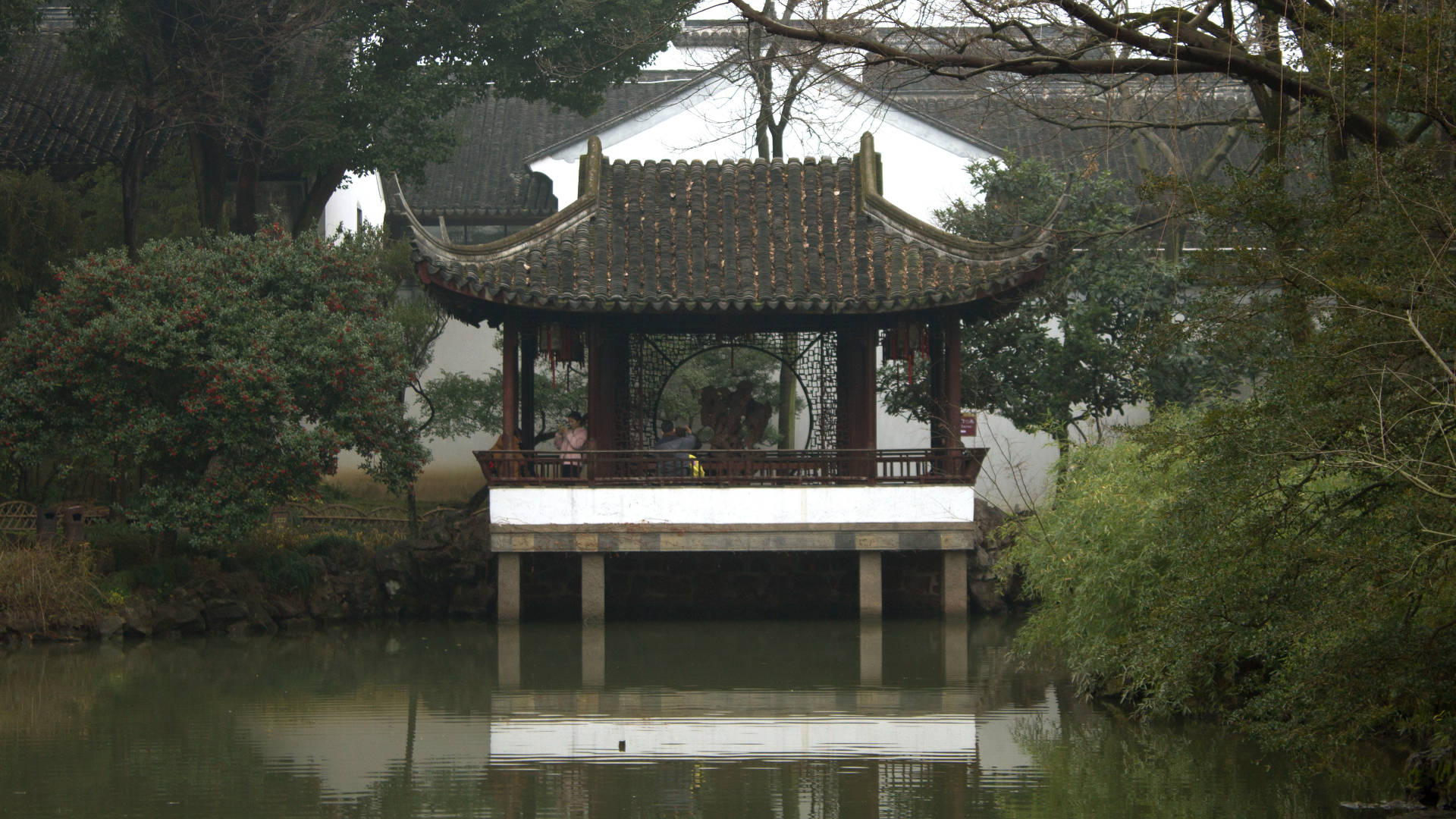 Suzhou Lone Pavilion Background