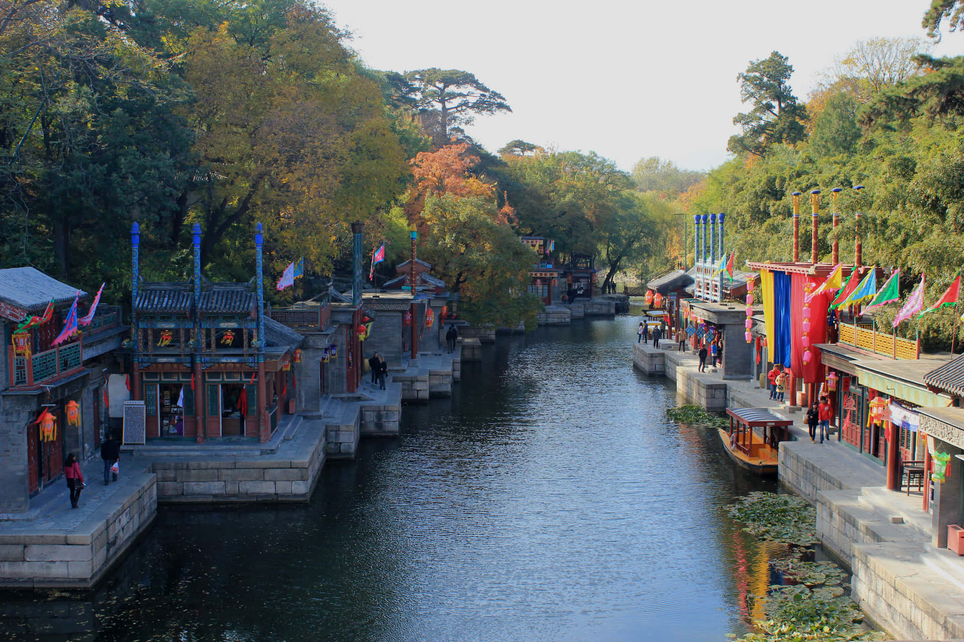 Suzhou Market At Summer Palace Background