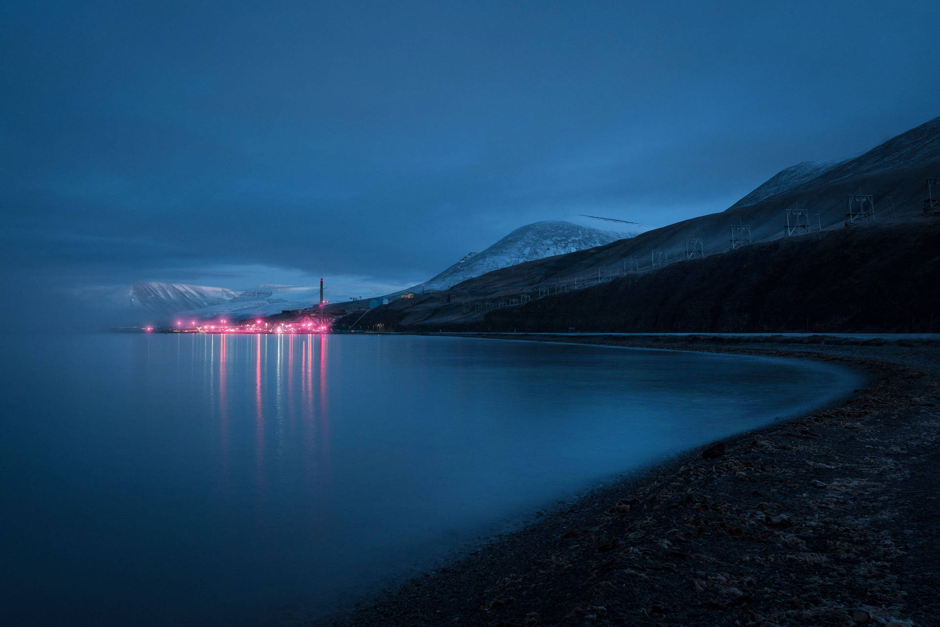 Svalbard Dark Blue Shoreline Background