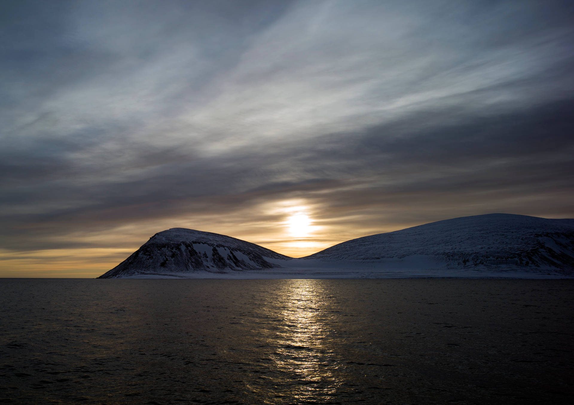 Svalbard Yellow Sunset Background