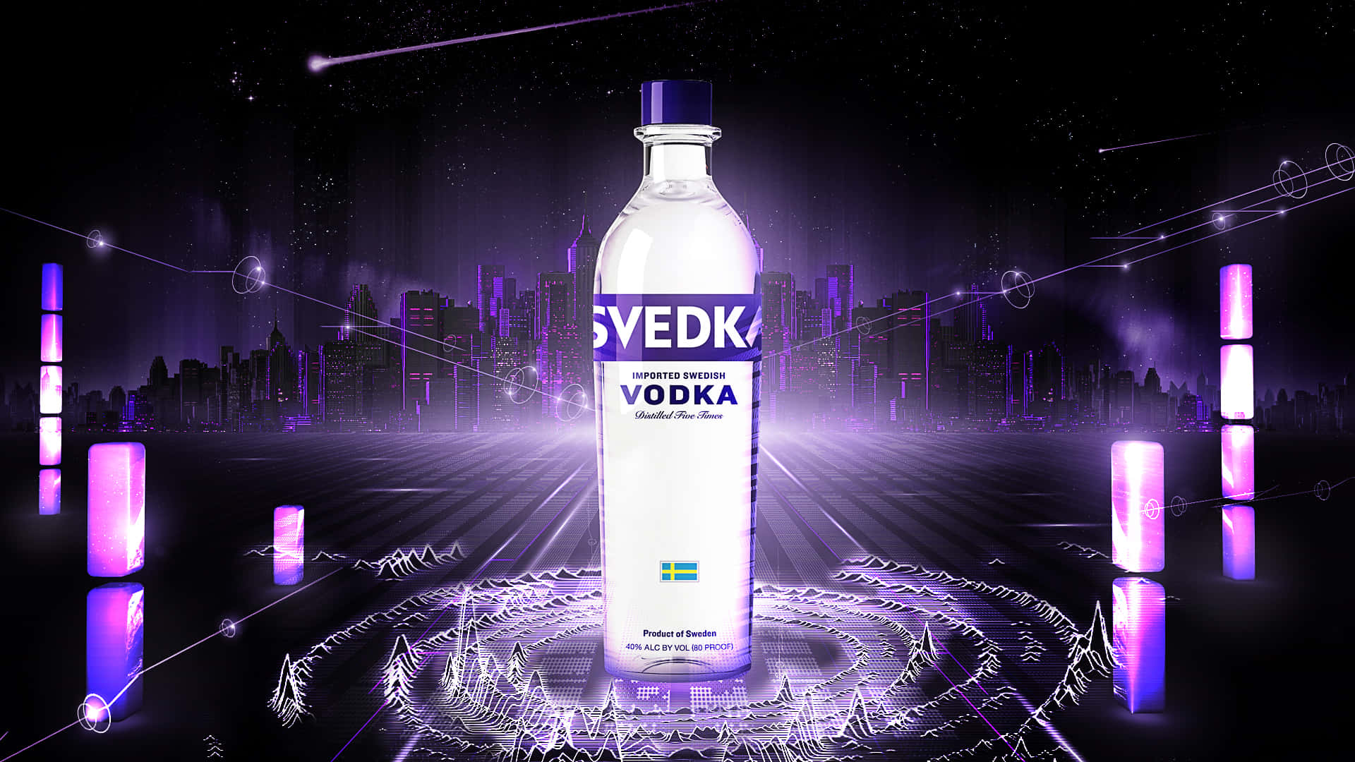 Svedka Vodka Bottle Graphic Effects In Neon Lights