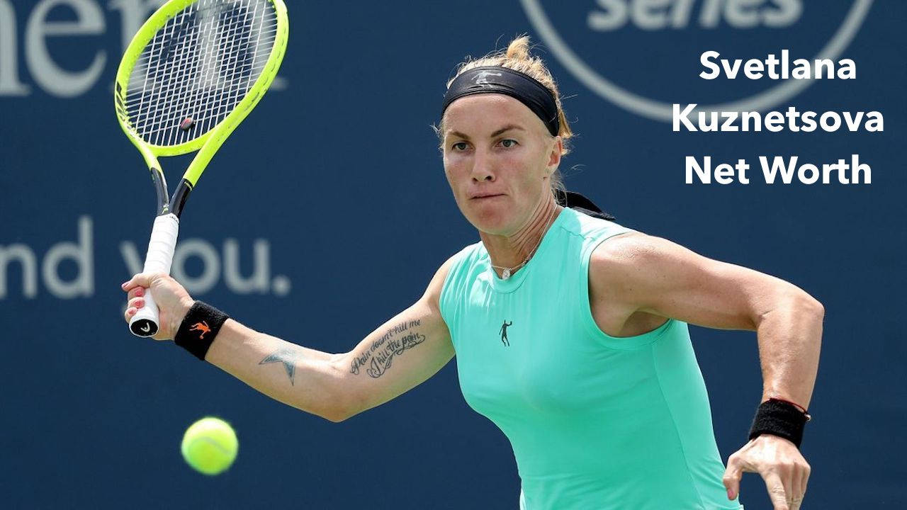 Svetlana Kuznetsova In Action During A Tennis Match. Background