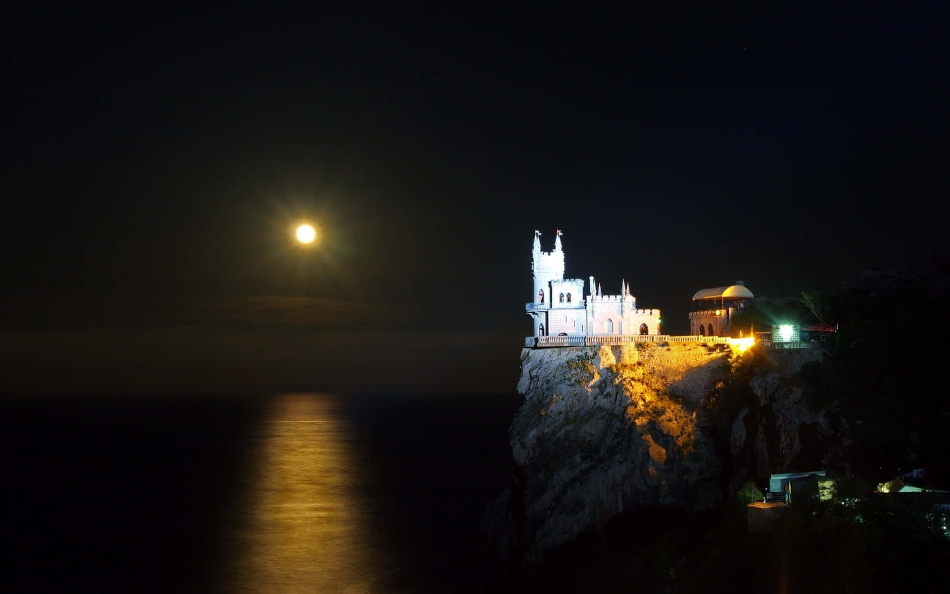 Swallows Castle Yalta During Nighttime Background