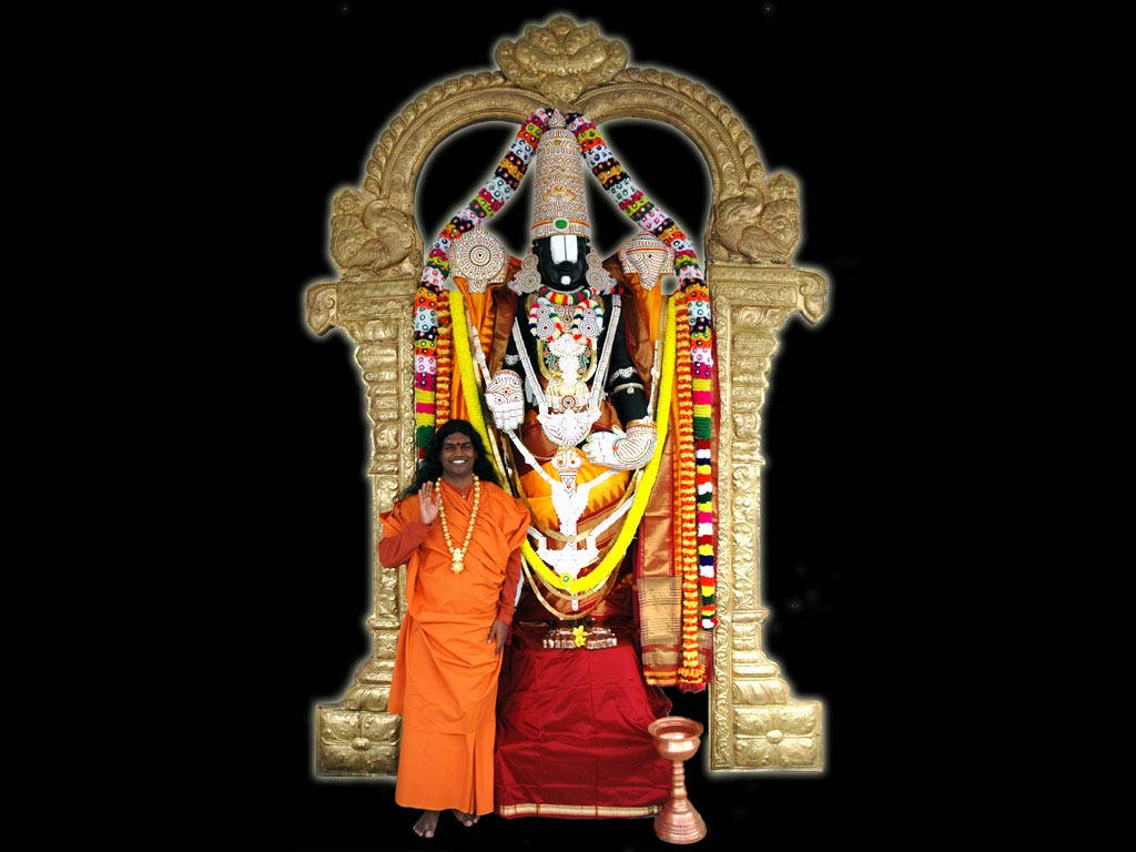 Swami Vishwananda With Lord Venkateswara 4k Background