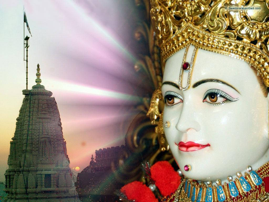 Swaminarayan And Temple Background