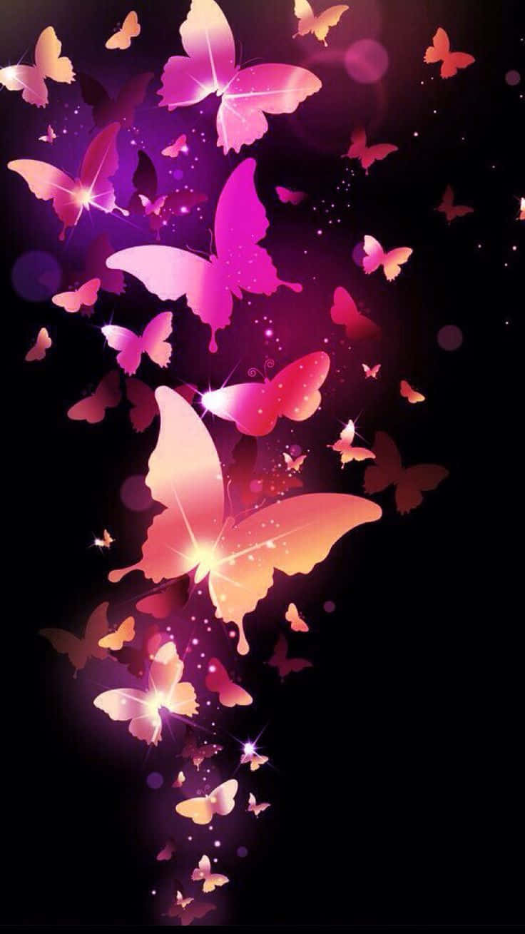 Swarm Of Cute Purple Butterfly Background