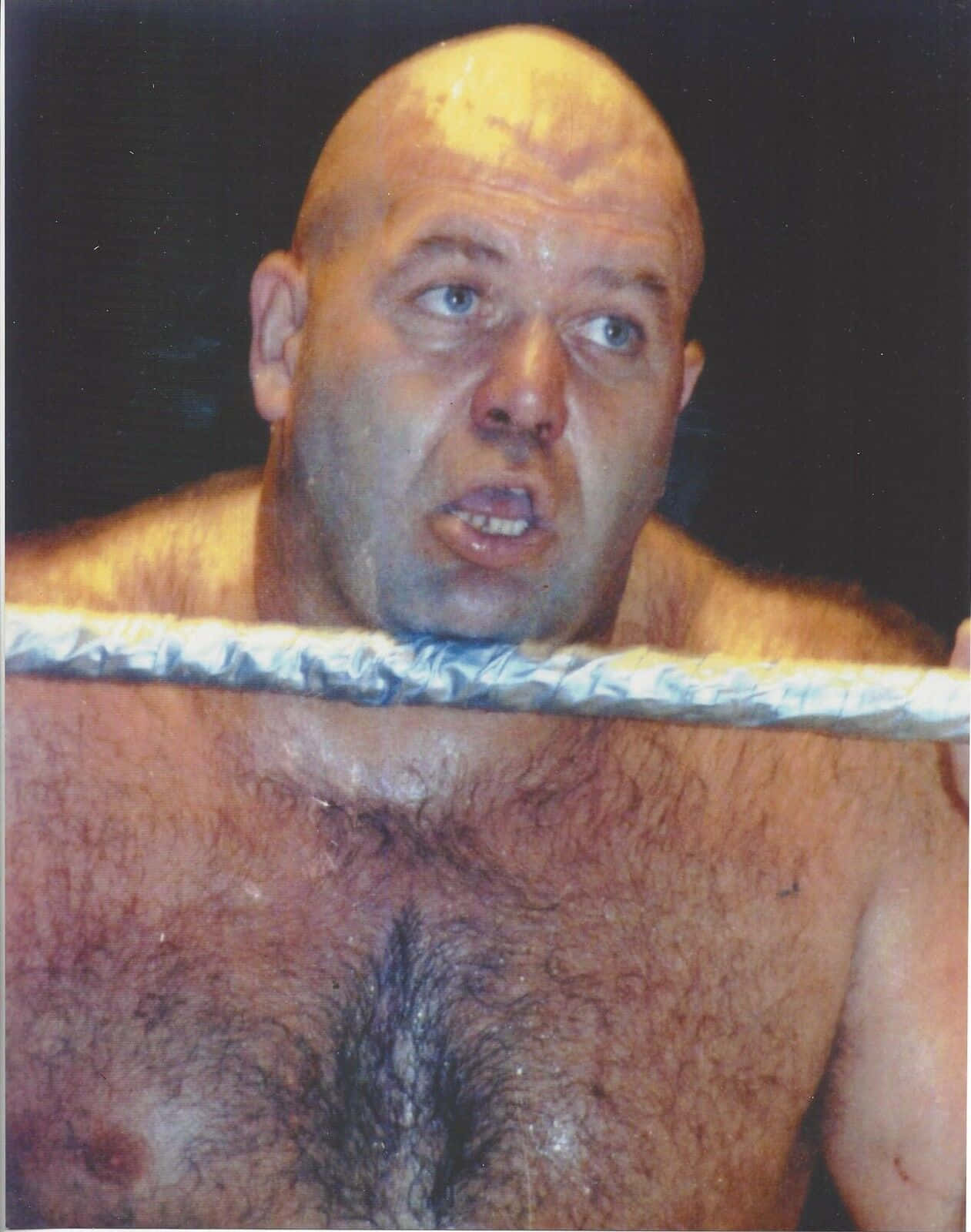 Sweating Wrestler George Steele Background