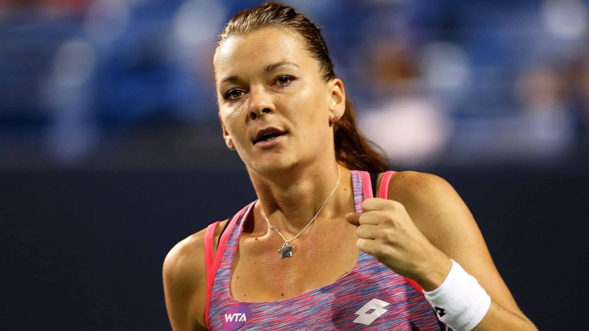 Sweaty Agnieszka Radwanska Fist Pump Background