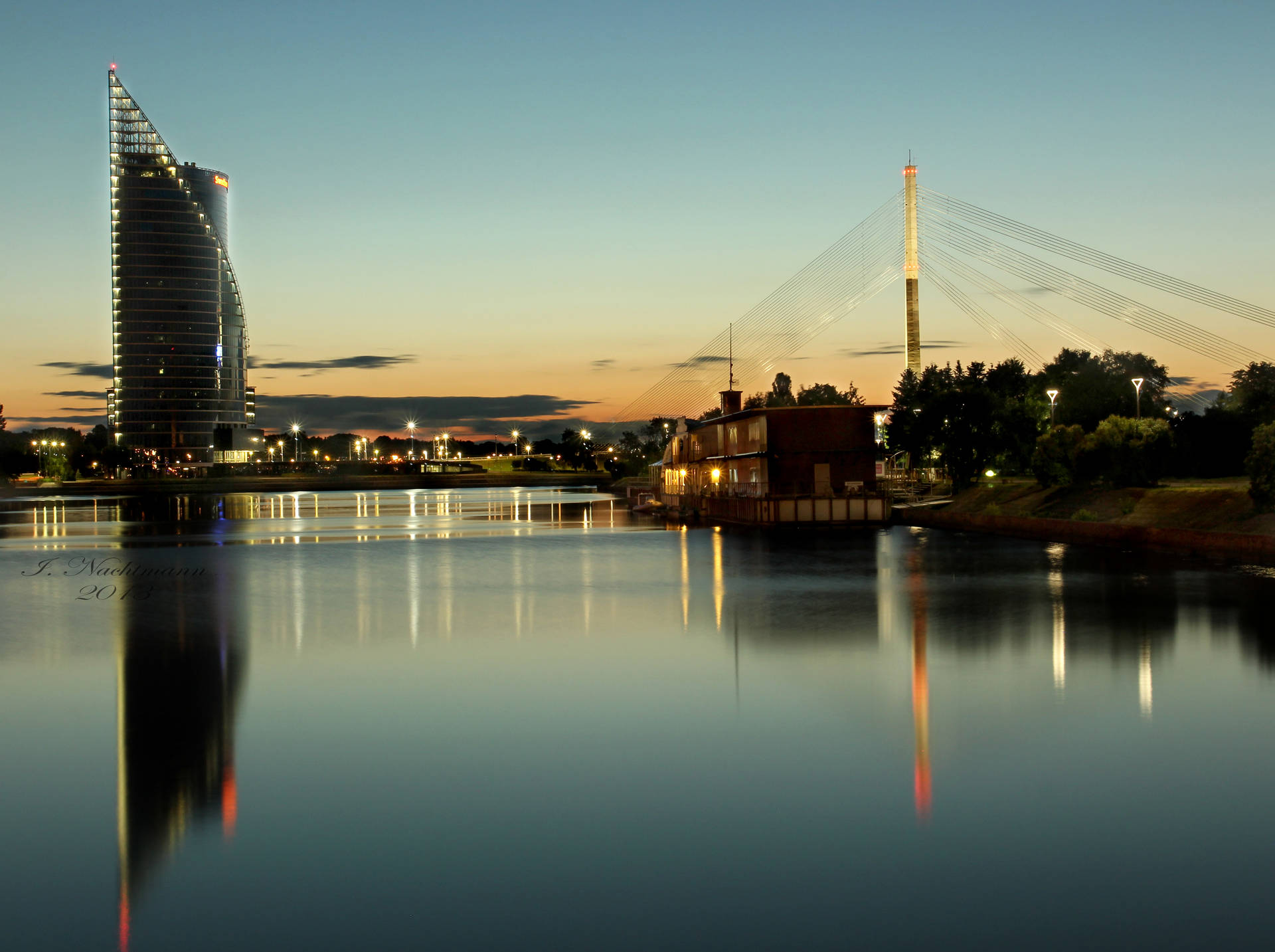 Swedbank Building In Riga Background