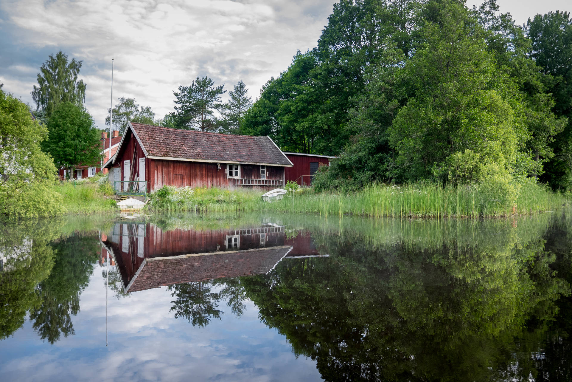 Sweden Varnamo Lagan River Background