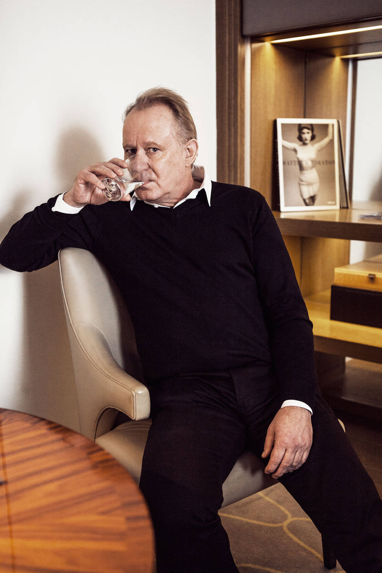 Swedish Actor Stellan Skarsgård Poses For King Magazine Photoshoot. Background