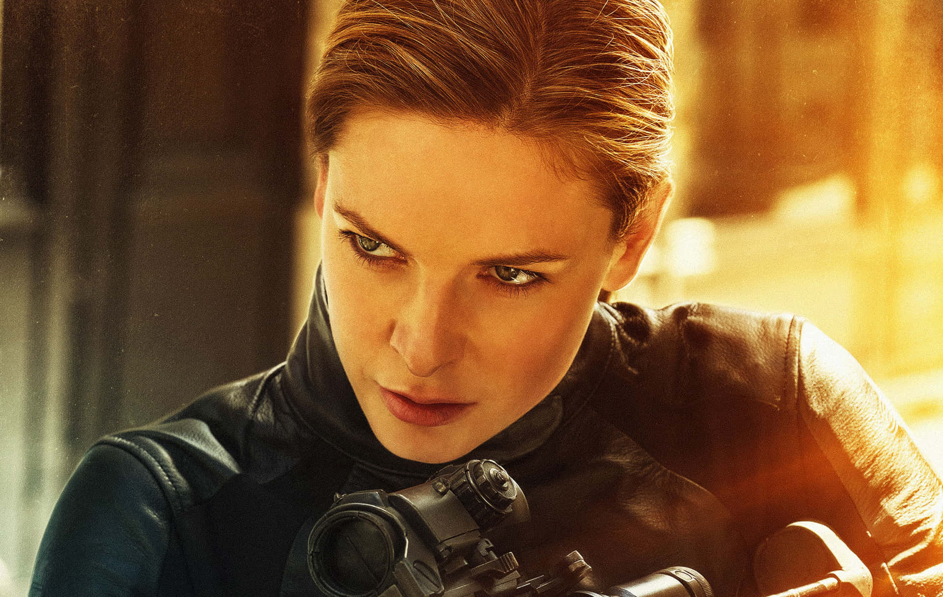 Swedish Actress Rebecca Ferguson Scoped Rifle Background